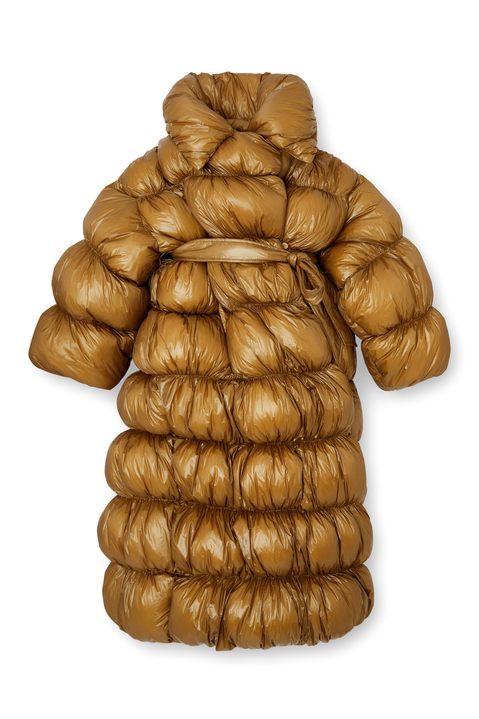 W-INONA-LONG, Brown Diesel - W-INONA-LONG, Woman's Quilted down coat with belt in Brown - 2