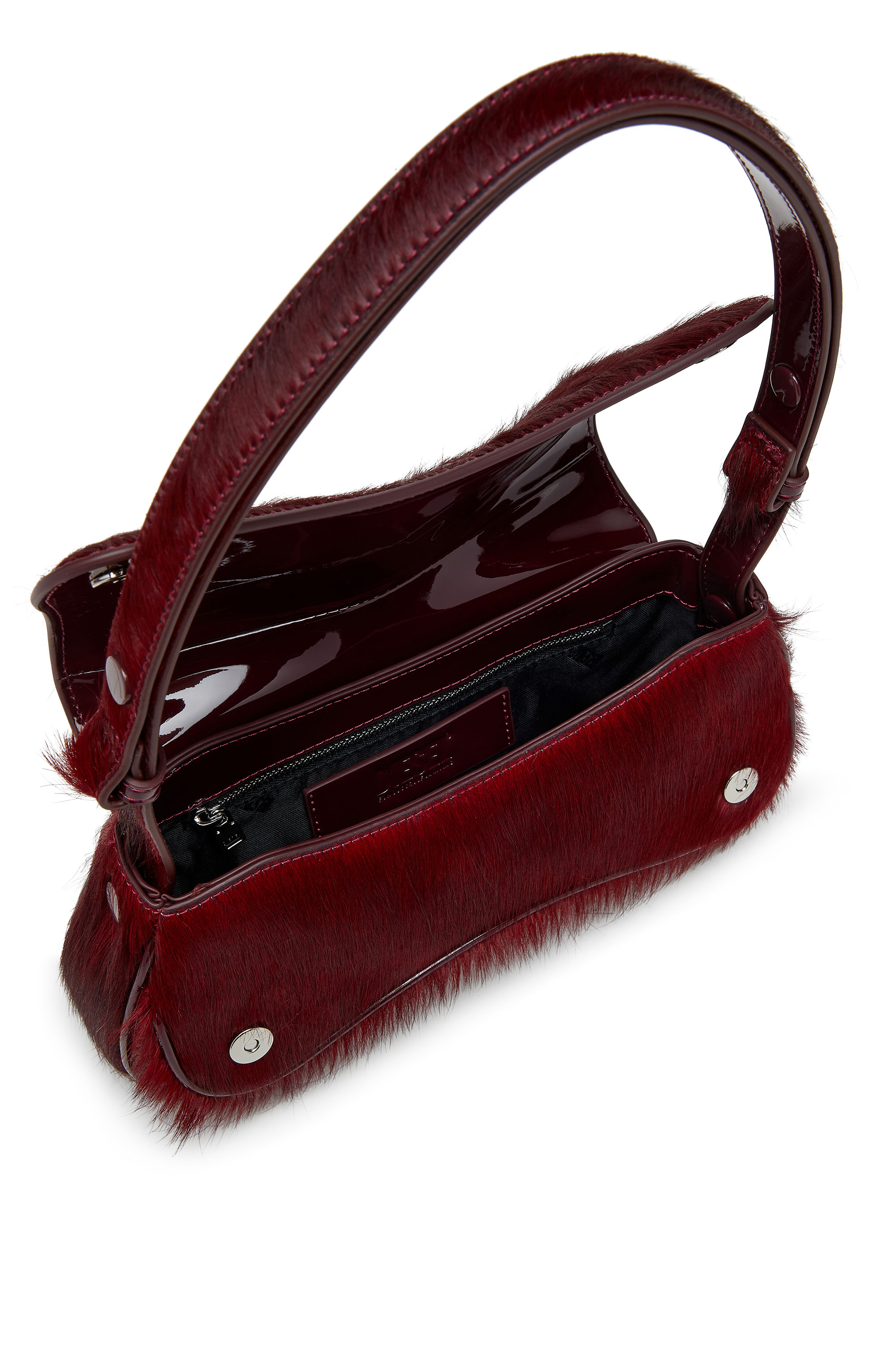 Diesel - PLAY CLUTCH, Damen Clutch aus farbigem, haarigem Leder in Burgunderrot - 4