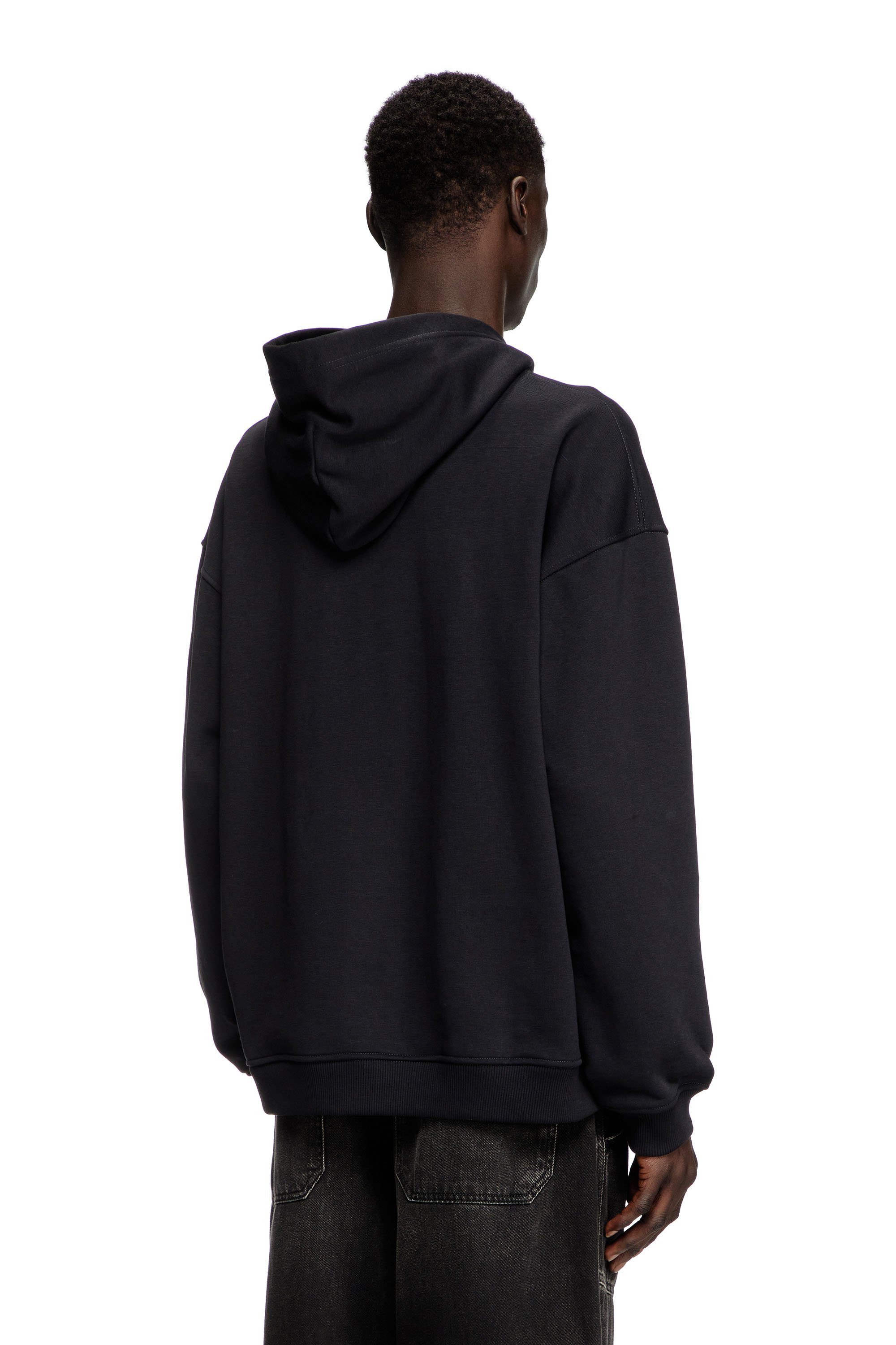 Diesel - S-BOXT-HOOD-R13, Sweat-shirt à capuche avec logo imprimé effet destroy Homme in Noir - 4