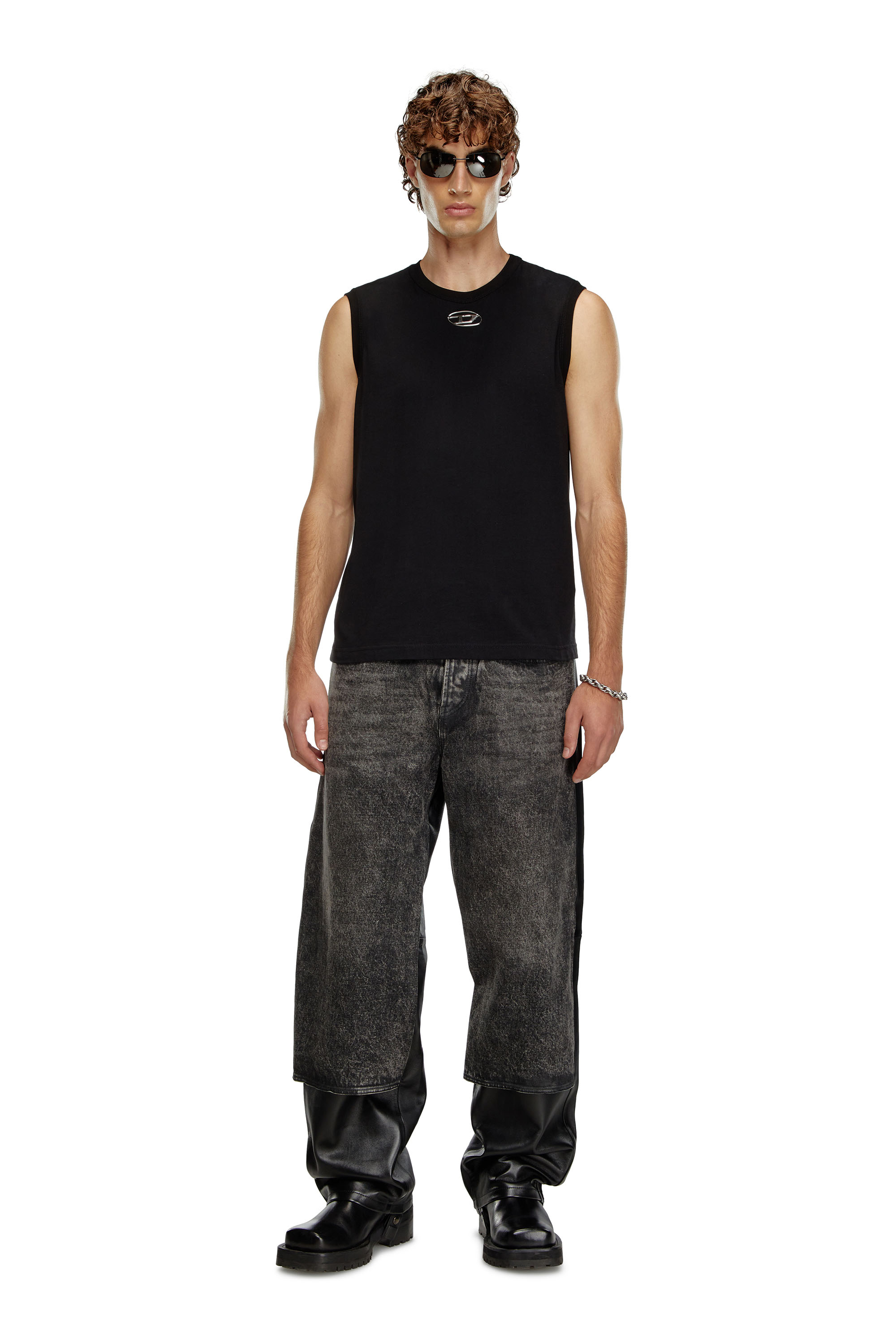 Diesel - T-BISCO-OD, Man Tank top with injection-moulded Oval D in Black - Image 2