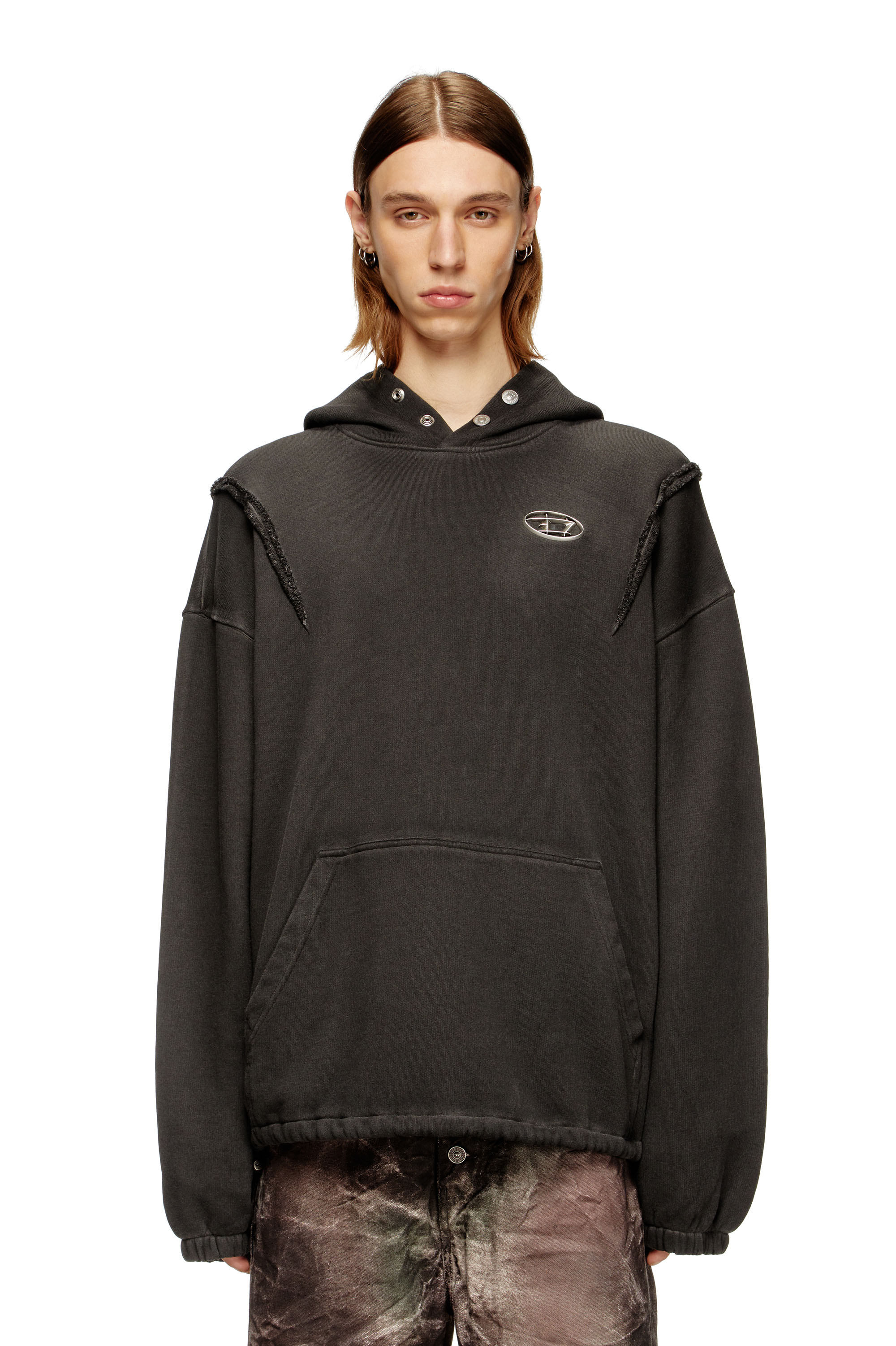 Diesel - S-THUG-HOODIE, Sweat à effet délavé Mixte in Noir - 1