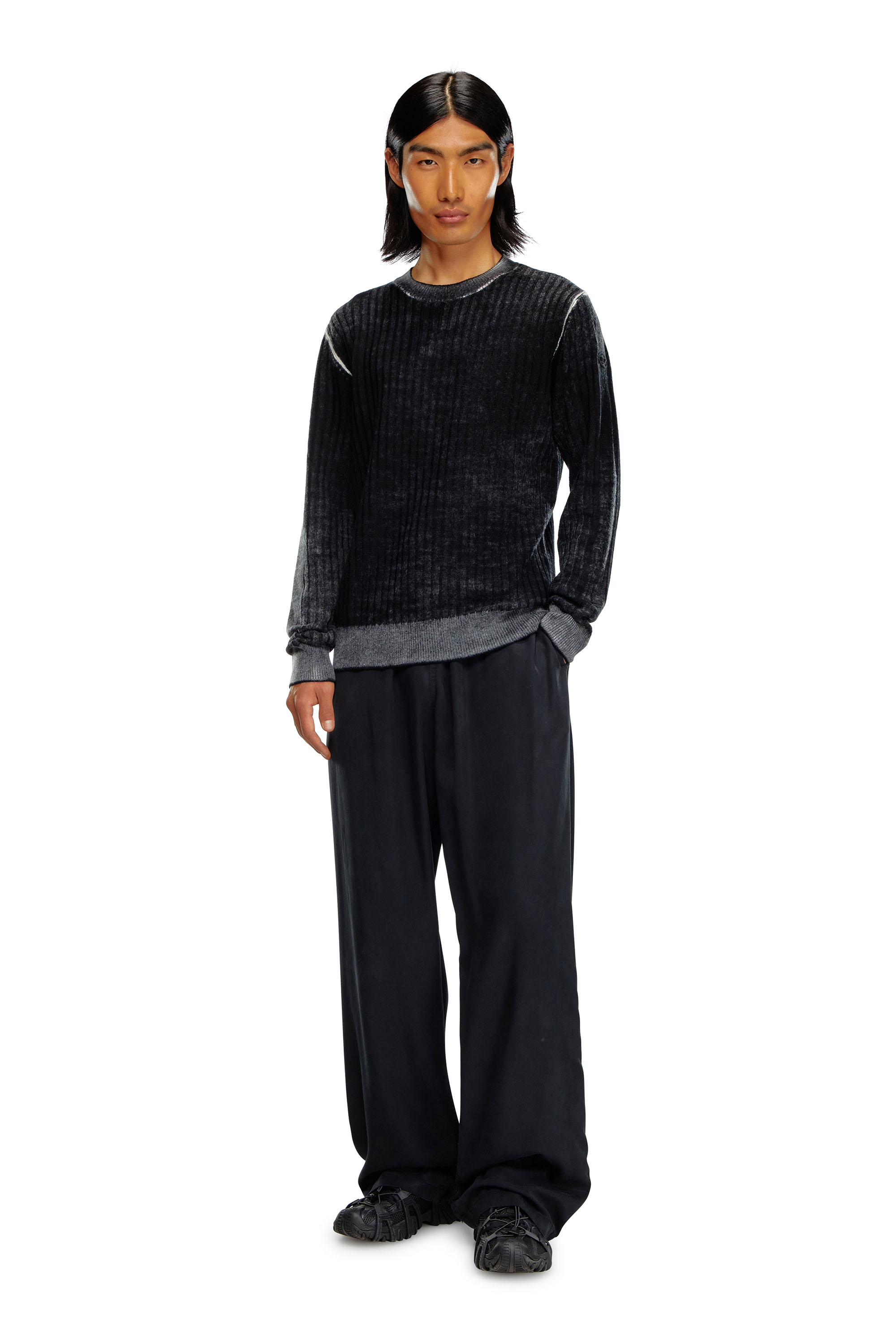 Diesel - K-ANDELERO, Man Printed wool jumper in Grey - Image 2