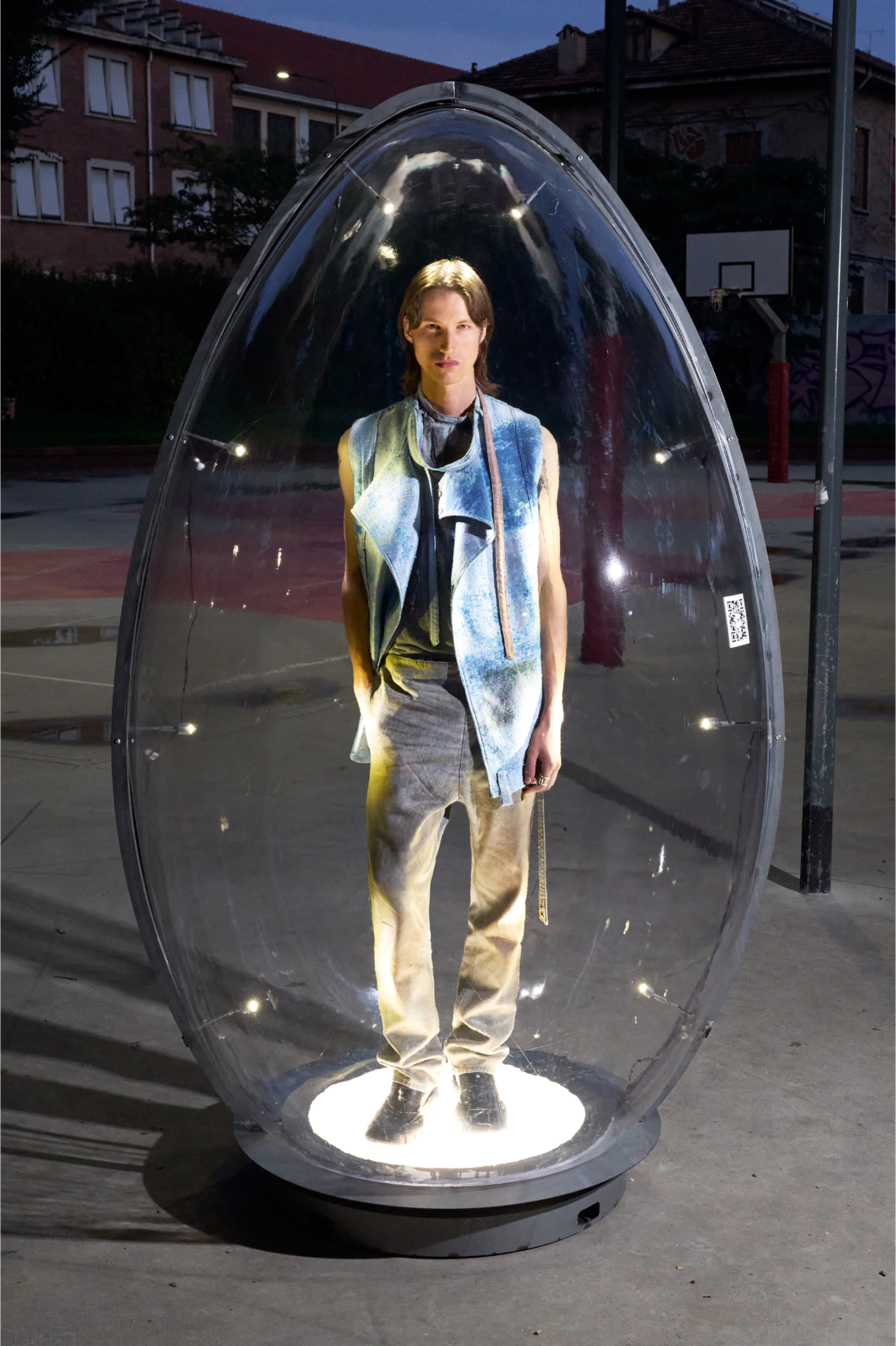 Diesel - T-GARY, Herren Rippjersey-Top mit Biker-Halsriemen in Grau - 3