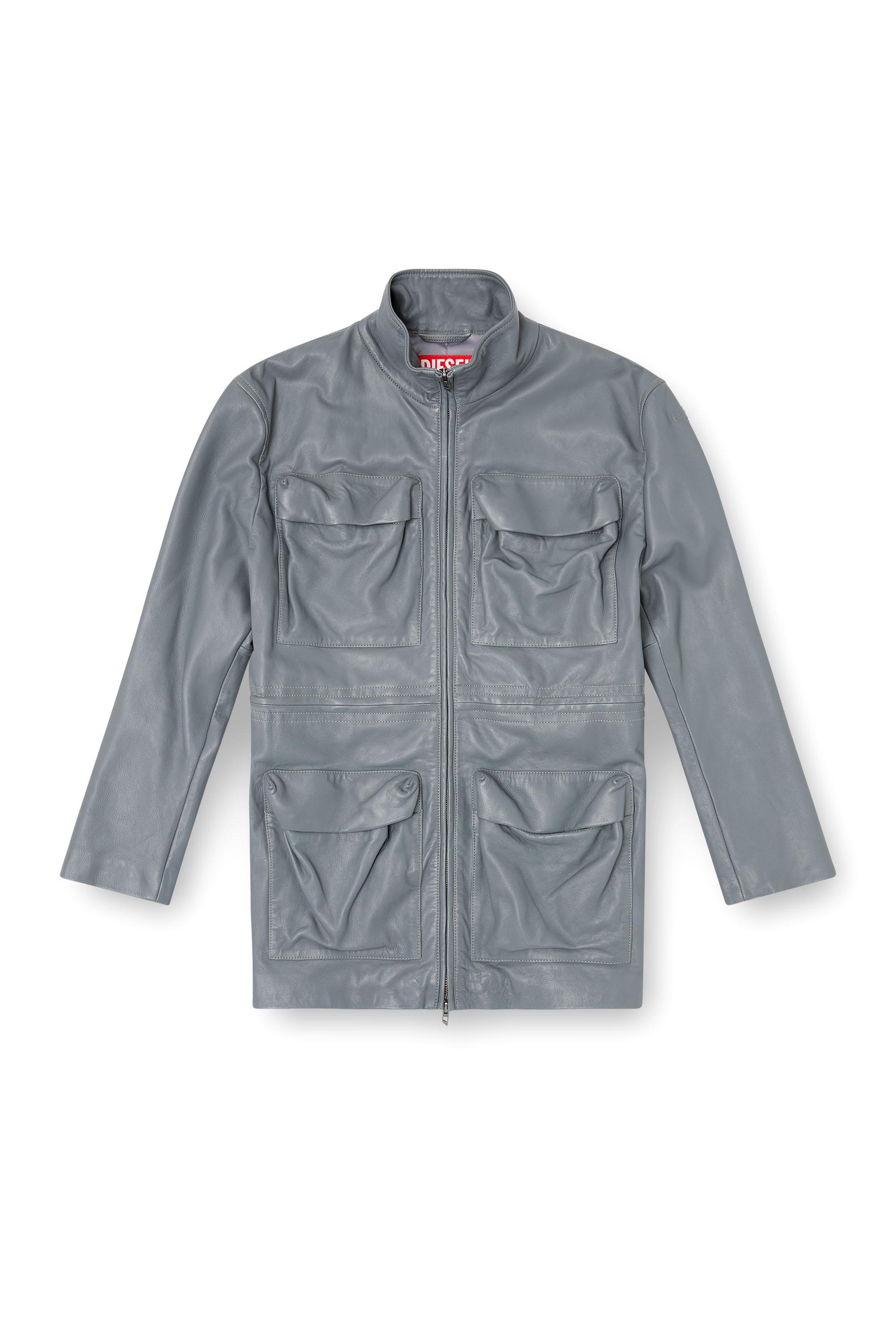 Diesel - L-WEN, Field jacket in pelle Donna in Grigio - 3