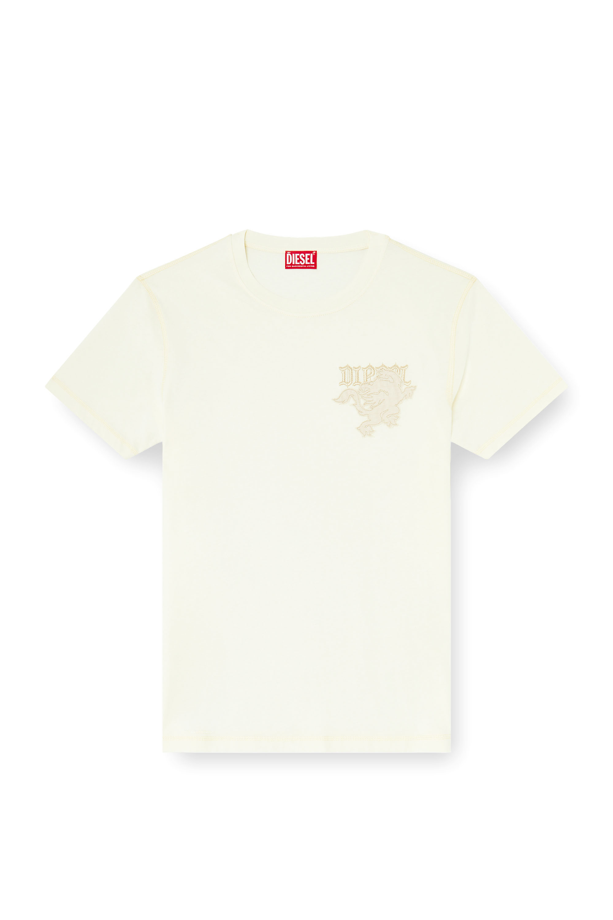 Diesel - T-ADJUST-NOTCH, Herren Regul&auml;res T-Shirt mit besticktem Aufn&auml;her in null - 3