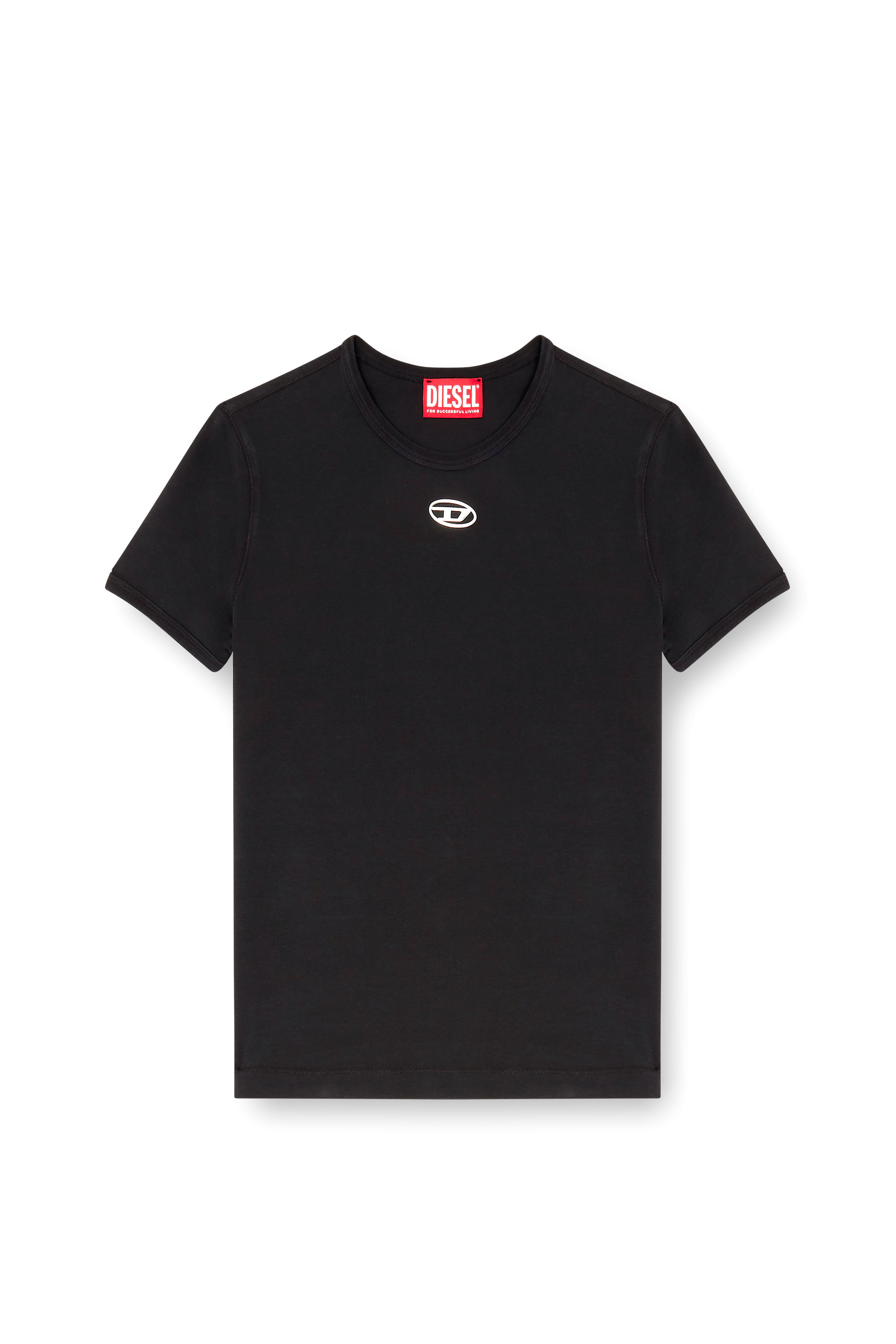 Diesel - T-UNCUTIESLONG-OD, Slim-fit T-shirt with metallic Oval D Femme in ToBeDefined - 3