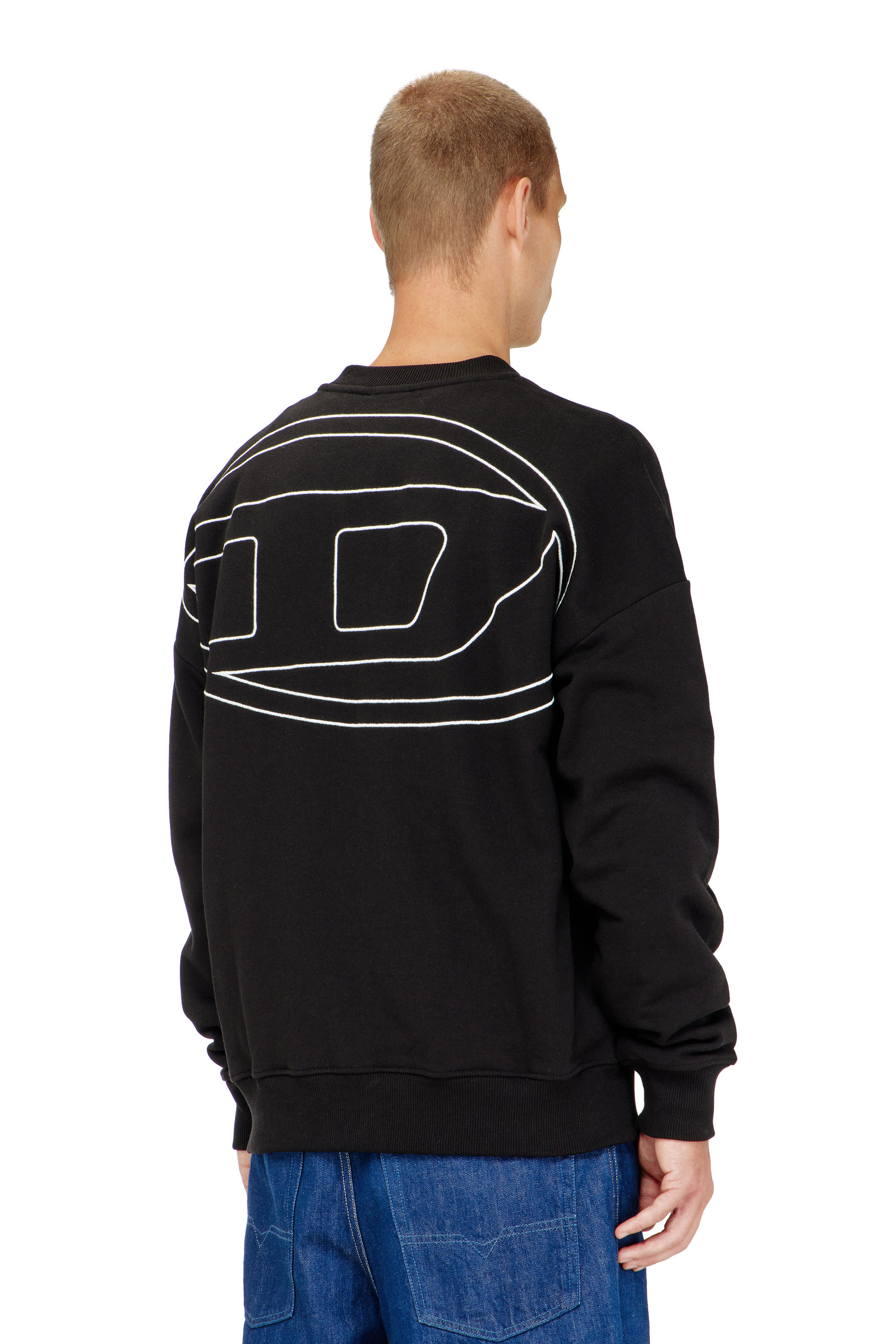 Diesel - S-ROB-MEGOVAL-D, Felpa con ricamo logo Uomo in Nero - 4