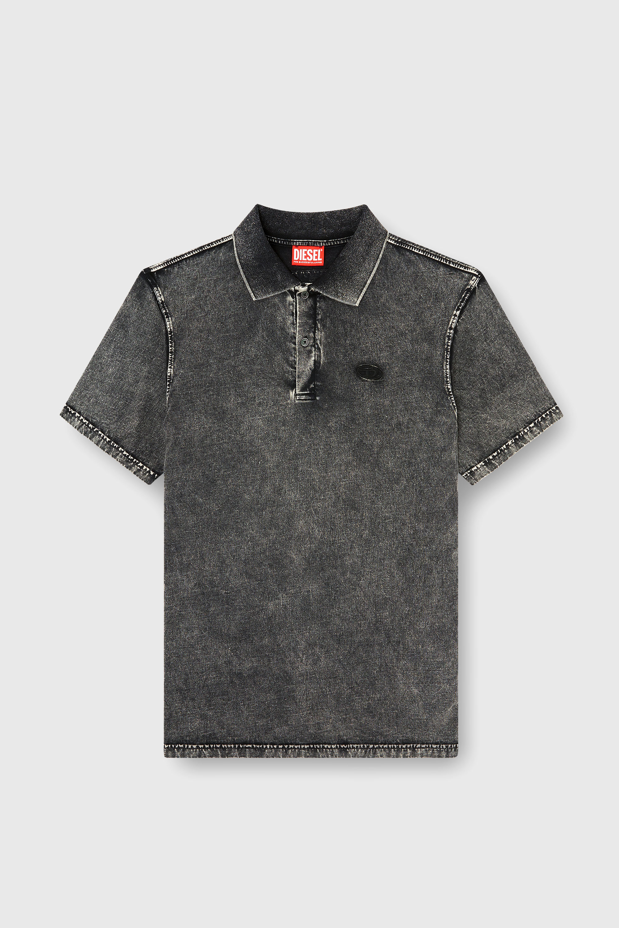 Diesel - T-REJUST-NC-DEN, Polo in jersey effetto denim Uomo in Grigio - 2