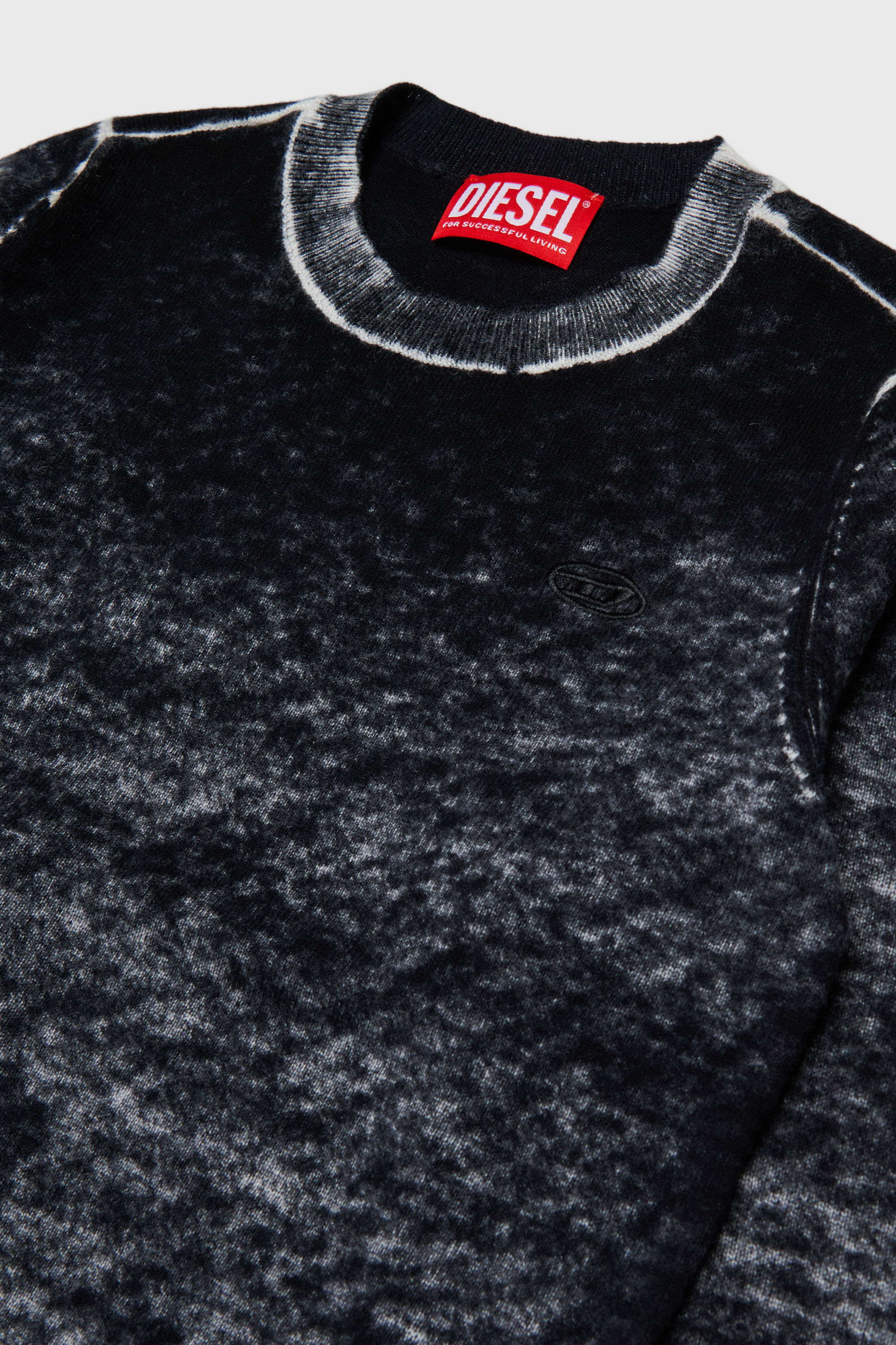 Diesel - KJEMR, Pullover in misto lana con effetto colore irregolare Uomo in Nero - 3