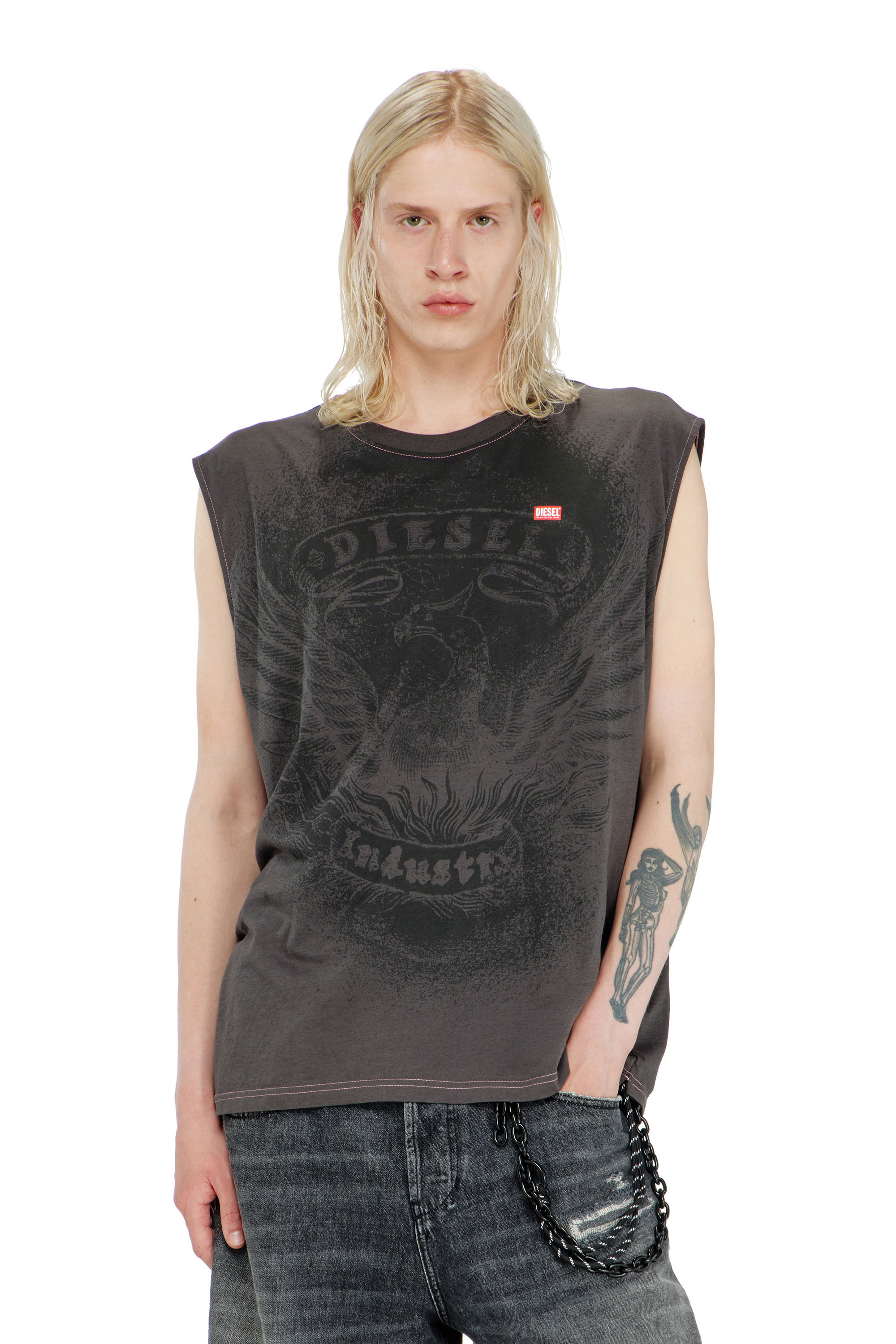 Diesel - T-BOXT-SL-NOTCH, D&eacute;bardeur en coton avec motif ton sur ton Homme in ToBeDefined - 1