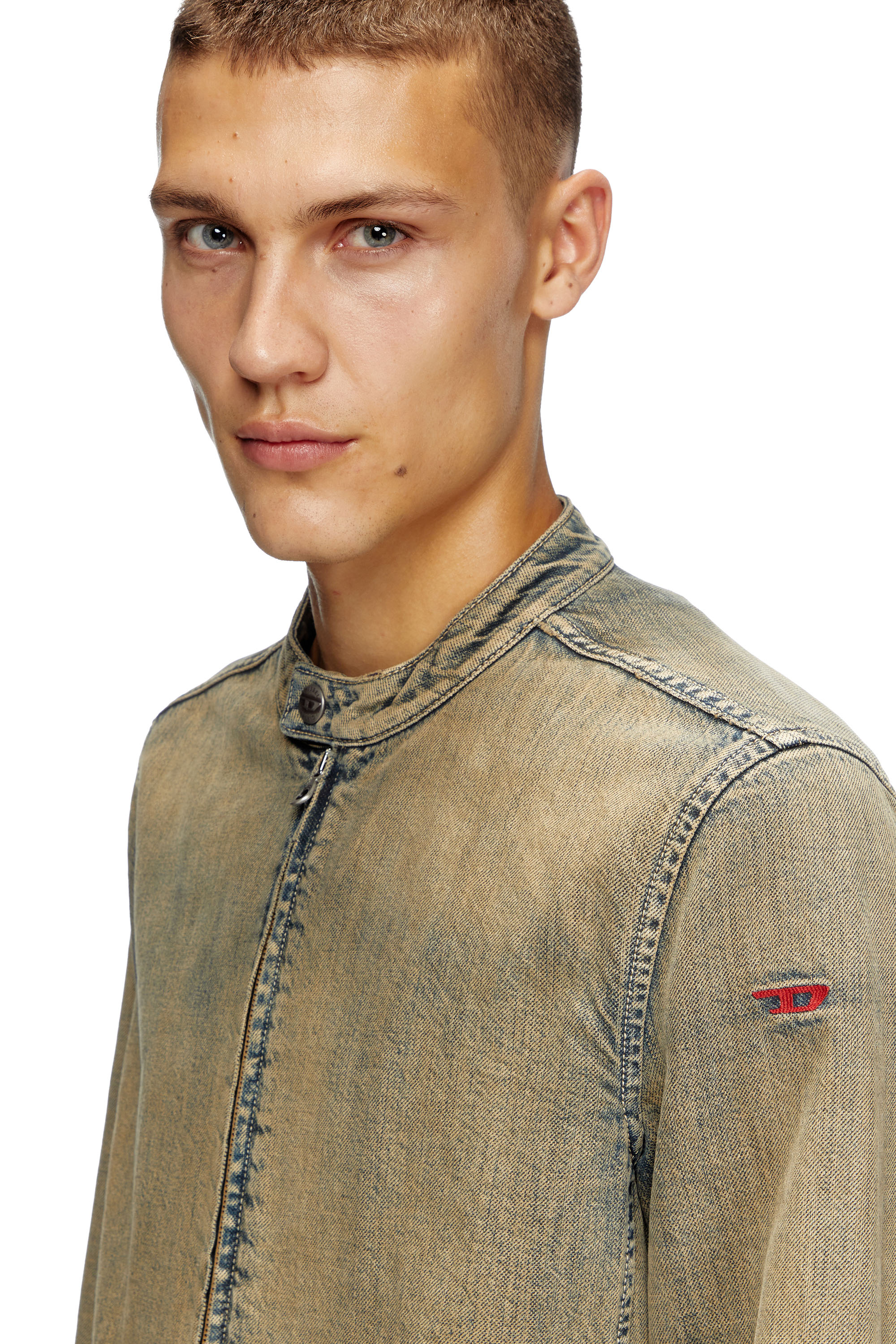 Diesel - D-GLORY, Herren Motorradjacke aus Goldbrush-Denim in Mittelblau - 5