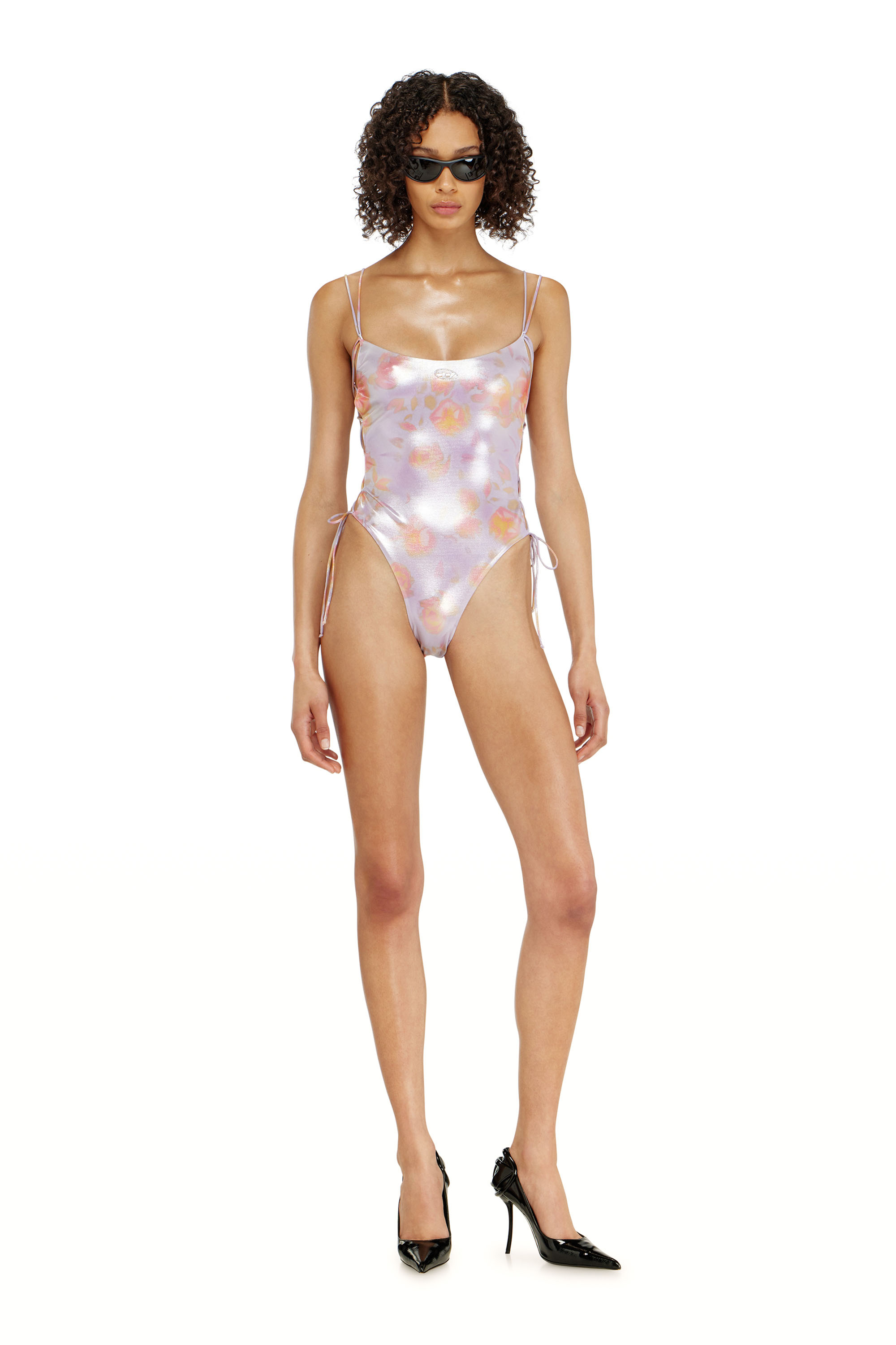 Diesel - REGAN-UTLT, Maillot de bain &agrave; lacets motif floral m&eacute;tallis&eacute; Femme in ToBeDefined - 2