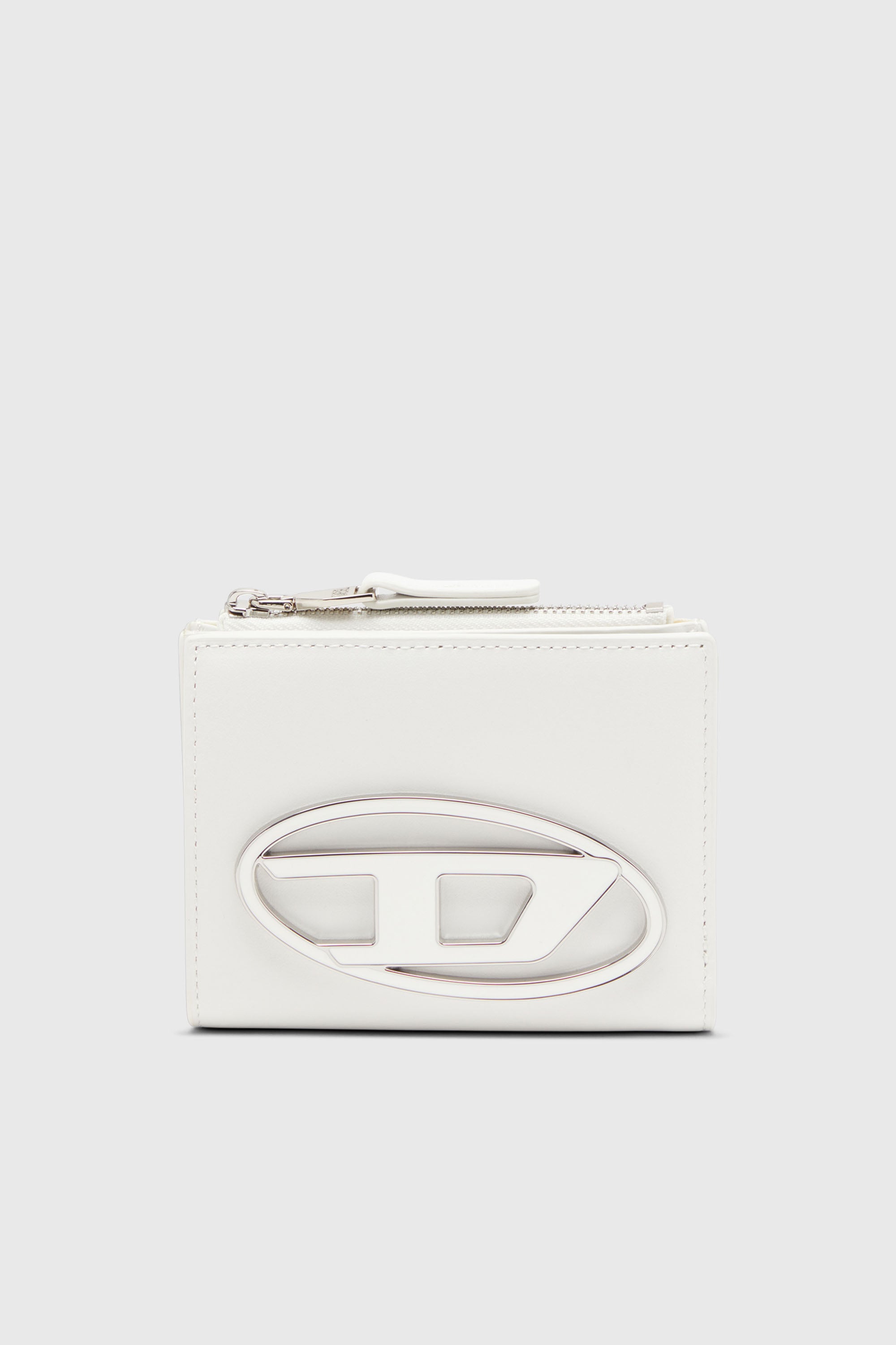 Diesel - 1DR BI-FOLD ZIP II, Portafoglio piccolo in pelle con placca logo Donna in Bianco - 1