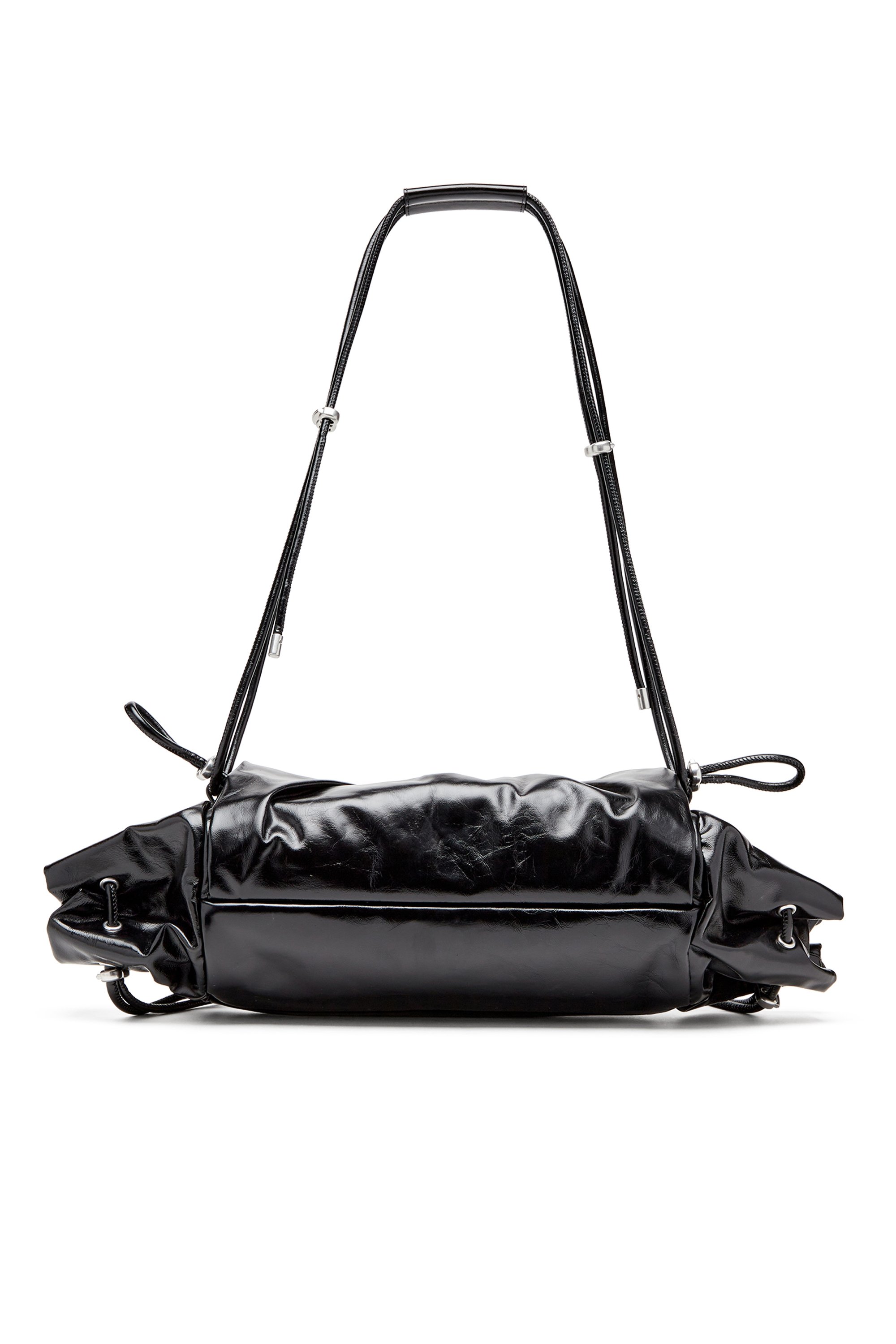 Diesel - SCRUNCH-D SHOULDER M, Scrunch-D M-Sac à bandoulière en cuir brillant Femme in Noir - 2