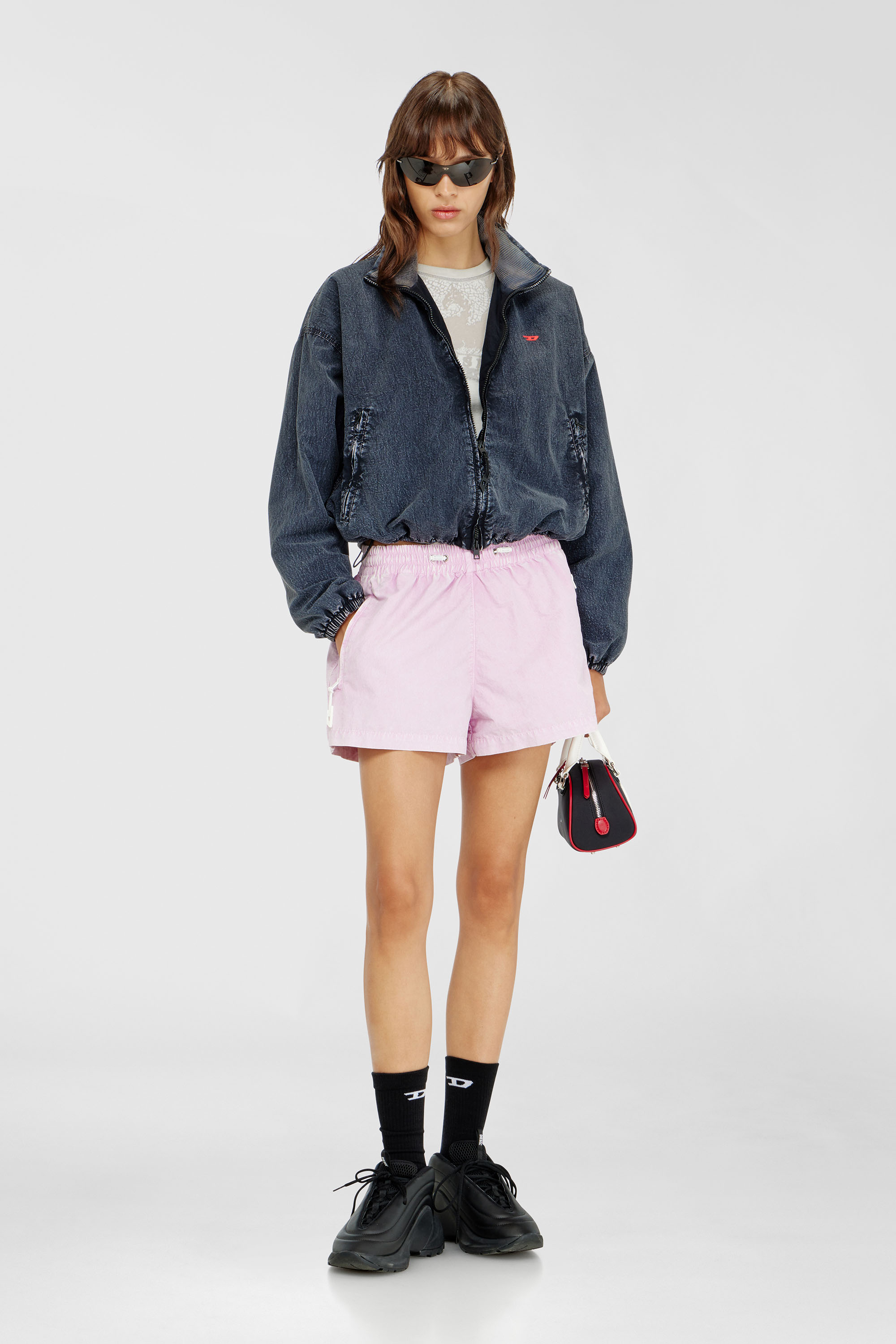 Diesel - G-LEAMER, Veste coupe-vent en taslan acid-washed Femme in Bleu - 1