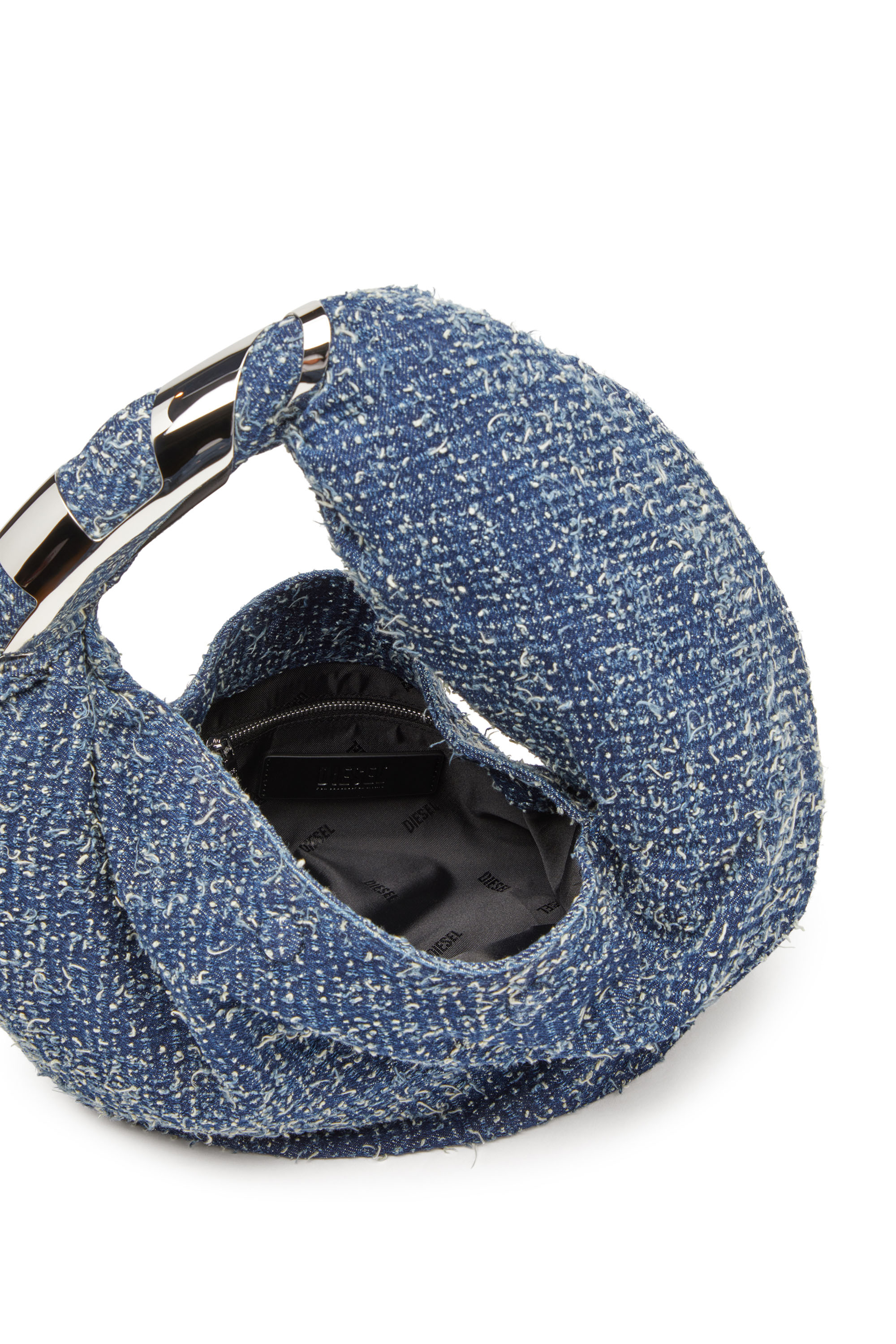 Diesel - GRAB-D HOBO S, Grab-D S-Sac hobo en denim boucl&eacute; Femme in Bleu - 4