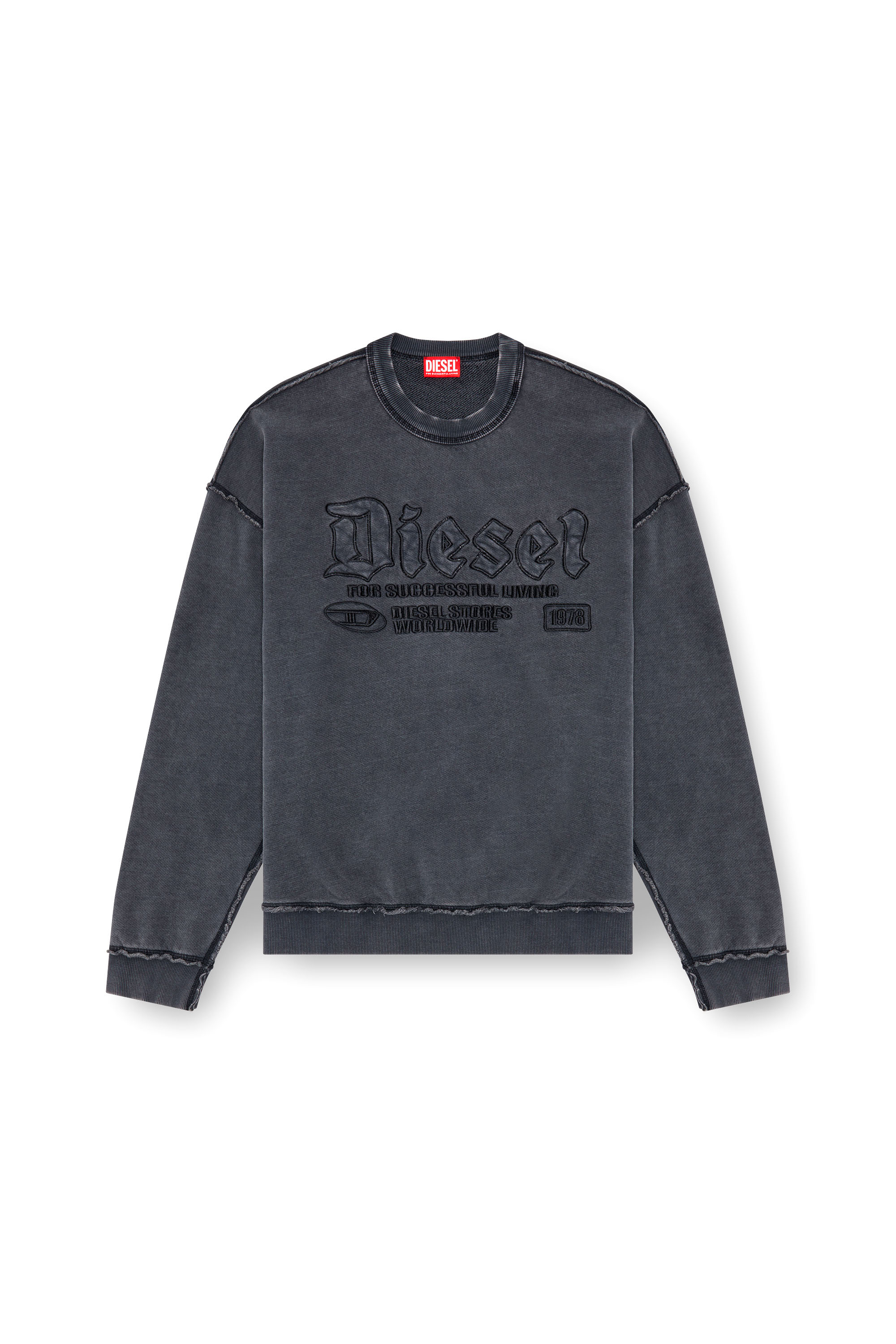 Diesel - S-BOXT-RAW, Herren Sweatshirt mit Logo-Stickerei in Schwarz - 2