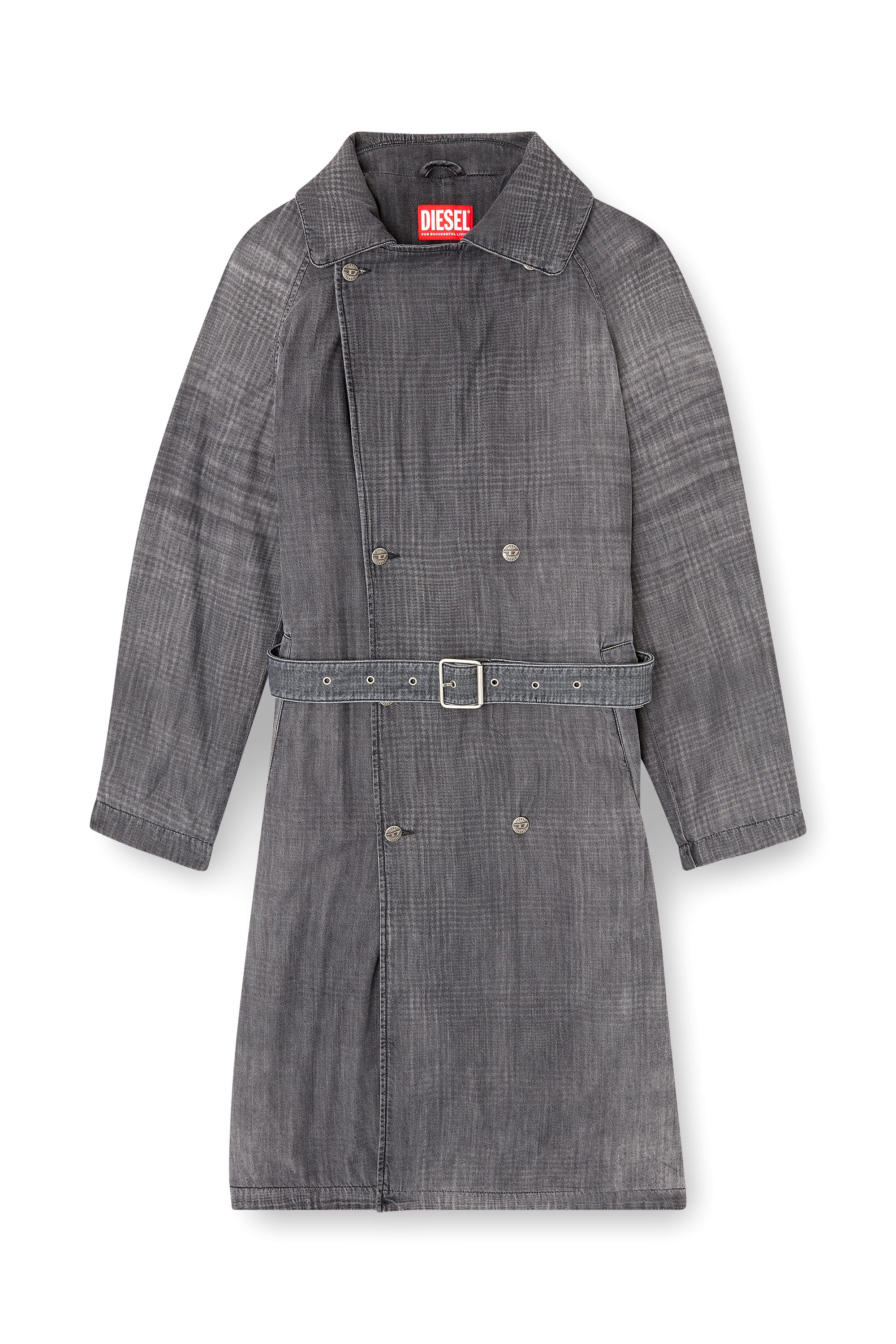 Diesel - D-MATTHEW-S, Unisex Trenchcoat aus gemustertem Denim in Grau - 3