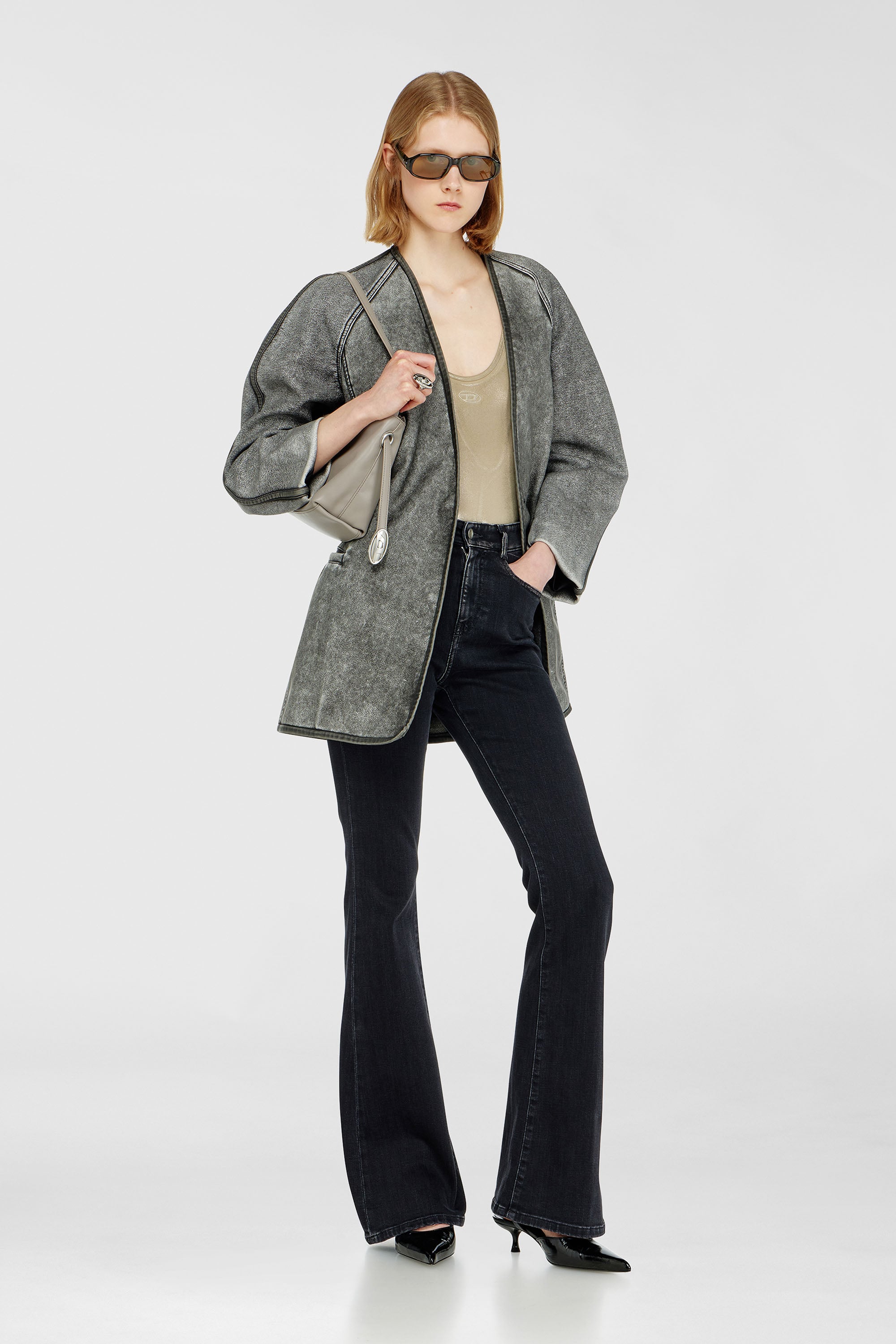 Diesel - G-ALAX, Giacca cardigan con maniche cocoon Donna in Grigio - 2