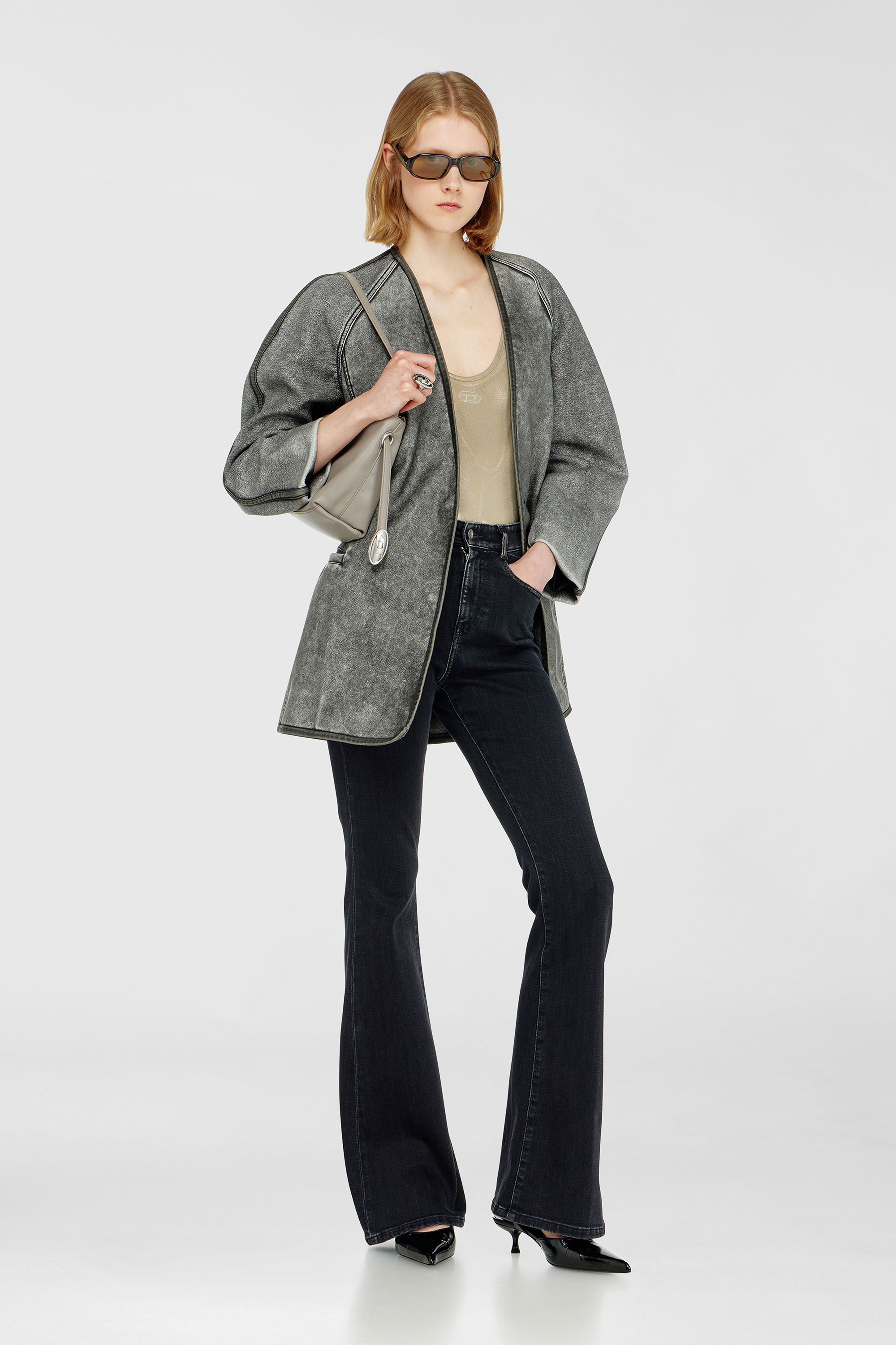Diesel - G-ALAX, Giacca cardigan con maniche cocoon Donna in Grigio - 1