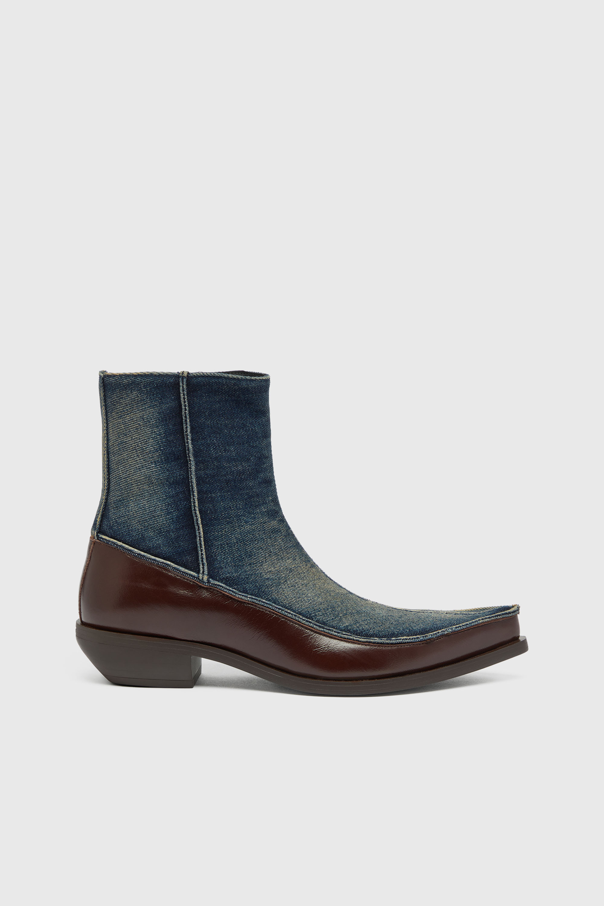 Diesel - D-FRIDO-30-TR, D-Frido-Bottines western en cuir et denim Homme in ToBeDefined - 2