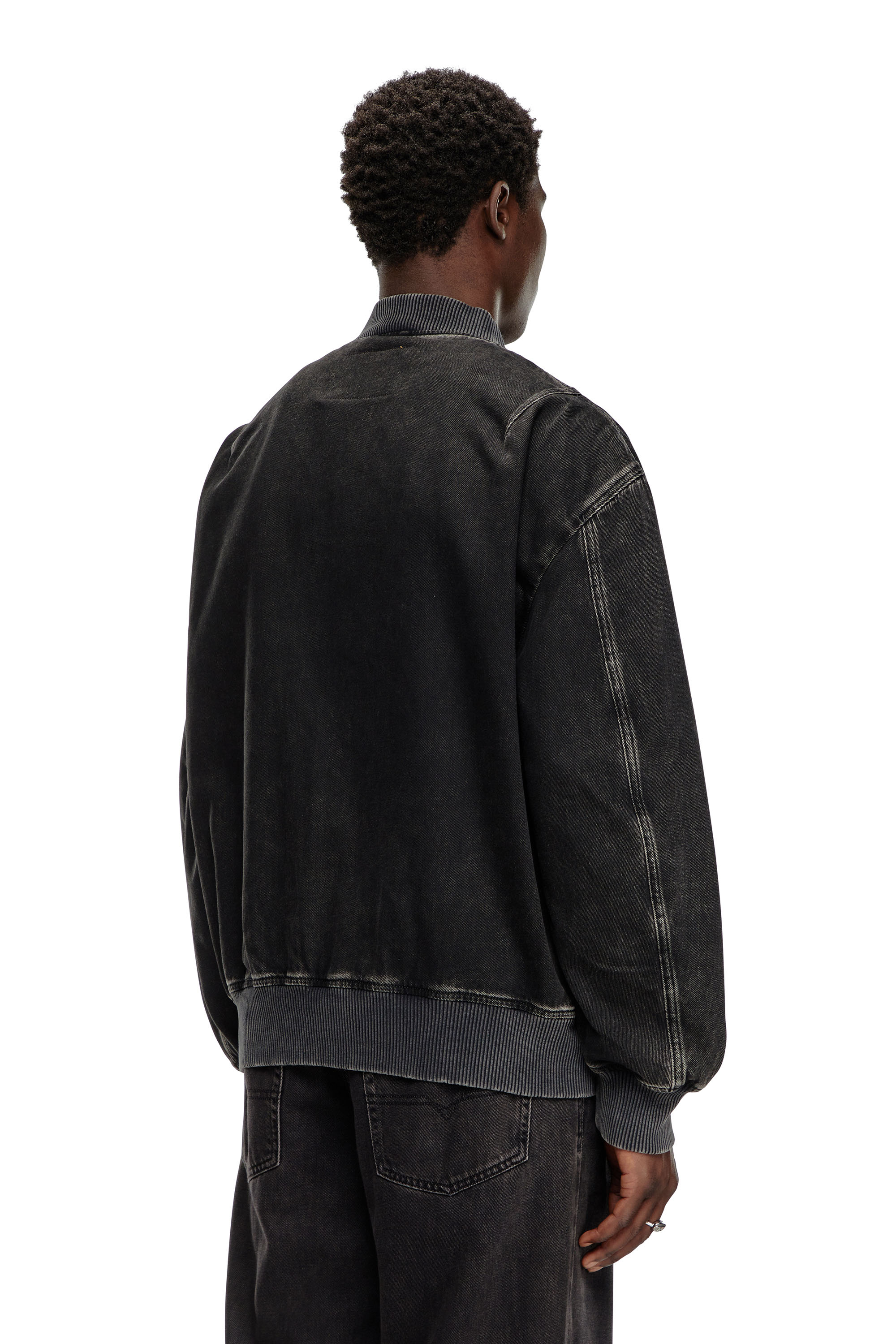Diesel - D-VINZ, Man Bomber jacket in clean-wash denim in Black - Image 4
