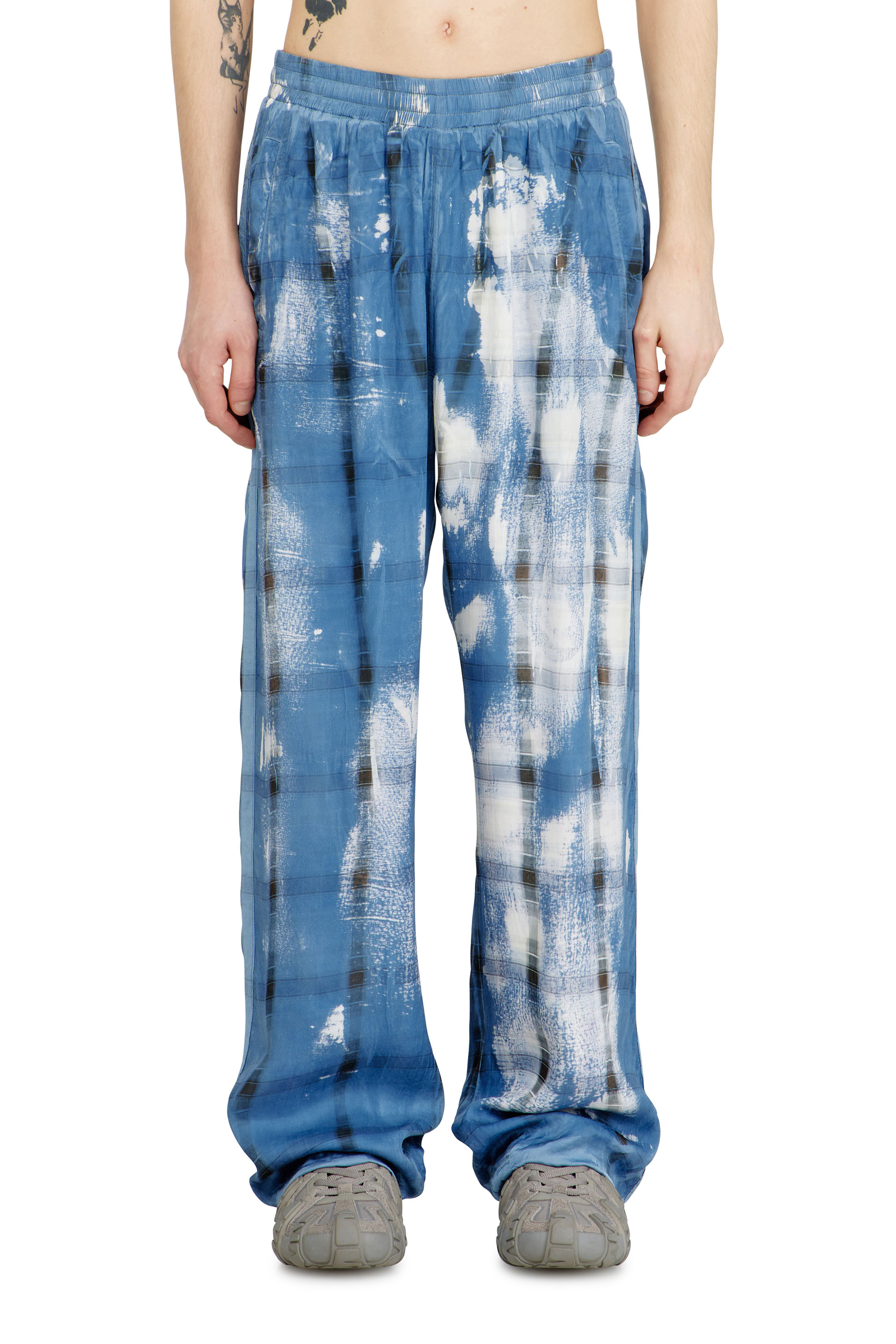 Diesel - P-OLLY, Pantaloni tuta a scacchi effetto X-Ray Uomo in Blu - 1