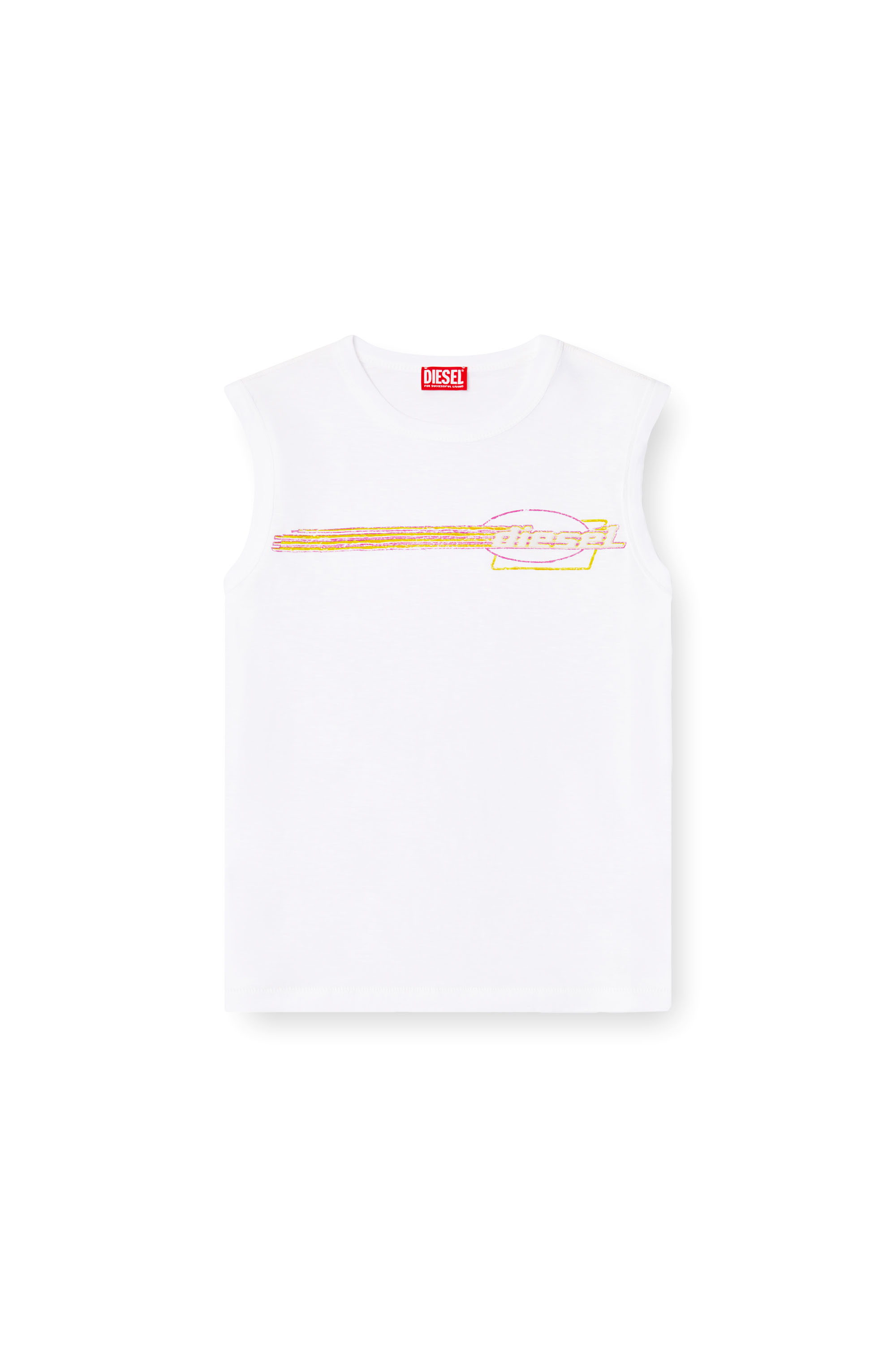 Diesel - T-BISCO-R3, Man's Slub tank top with flocked logo graphic in White - 3