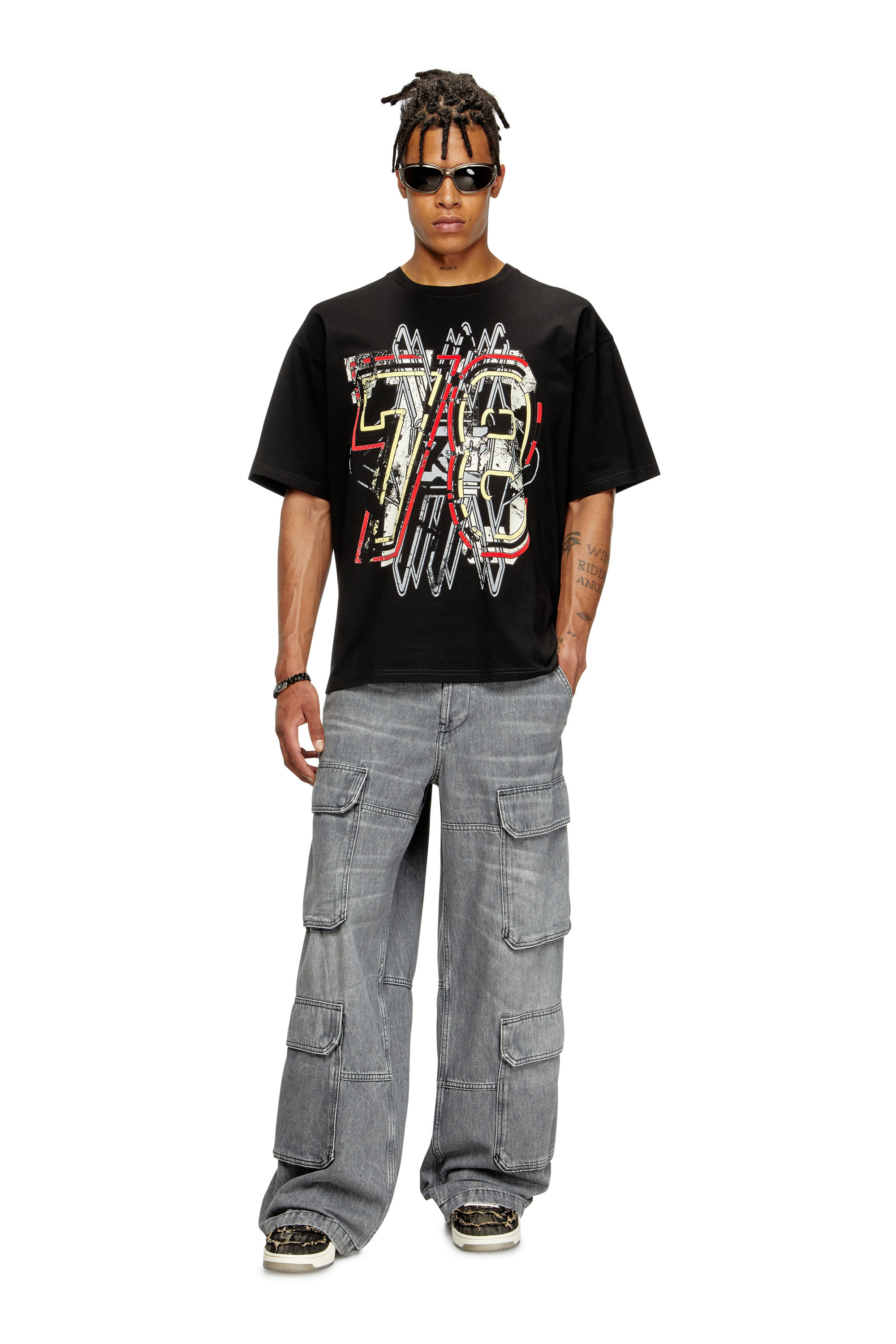 Diesel - T-BOXT-T8, T-shirt avec imprimé 78 Homme in Noir - 1