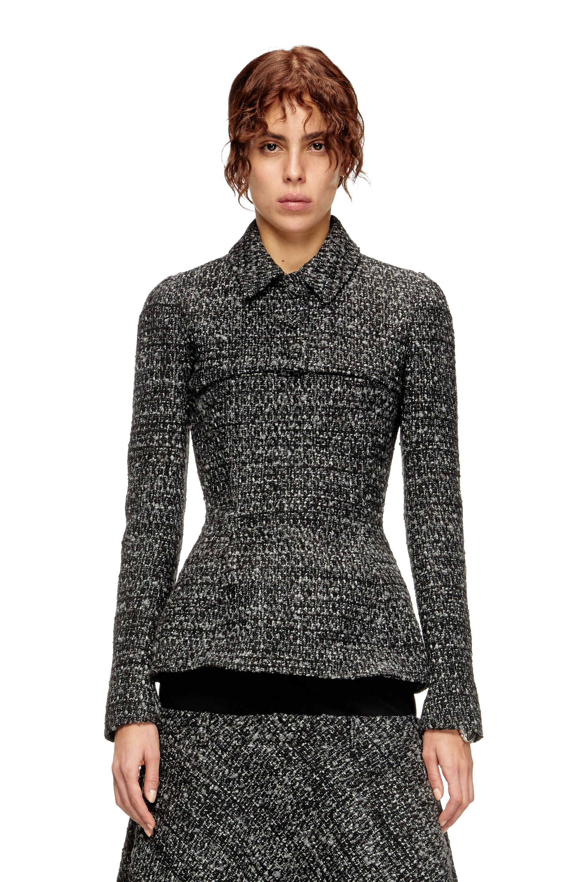 Diesel - G-ANNE, Damen Bouclé-Jacke mit ultra-verkürztem Saum in Schwarz - 1