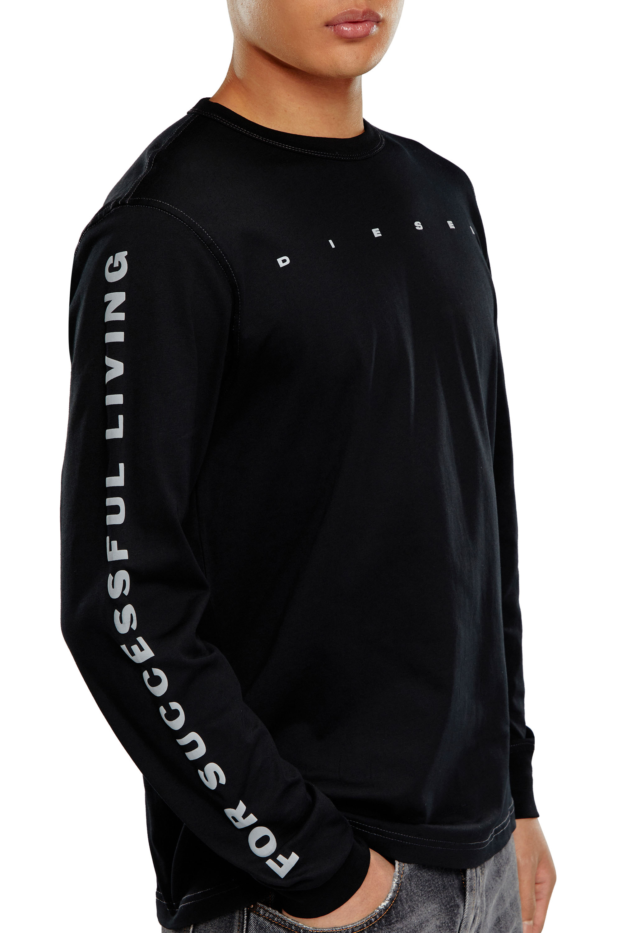 Diesel - T-JUST-LS-N7, Man Long-sleeve T-shirt with zebra-camo motif in Black - Image 5
