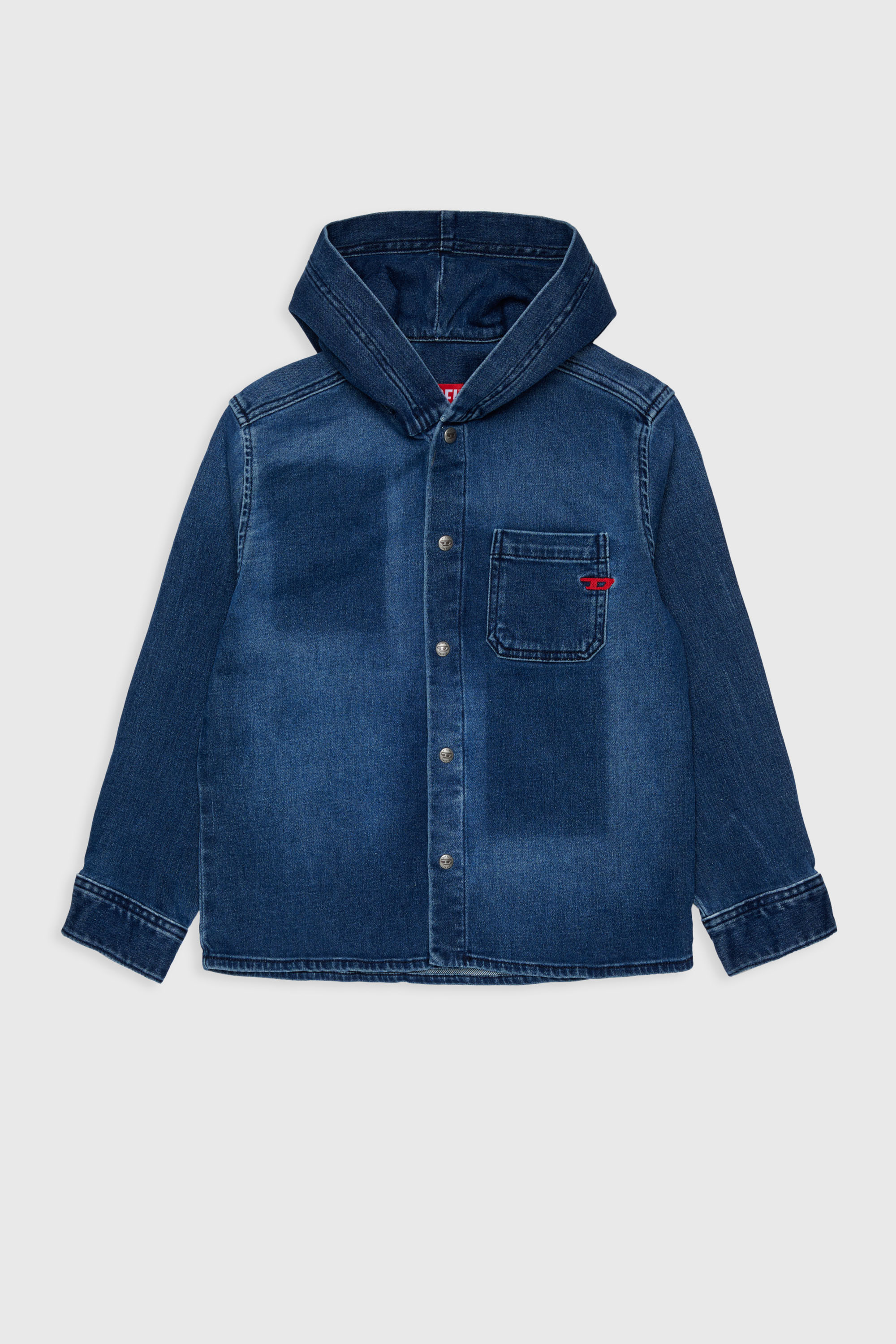 Diesel - CAMPS-OVER JJJ, Hooded shirt en JoggJeans &agrave; effet ombr&eacute; Homme in Bleu - 1
