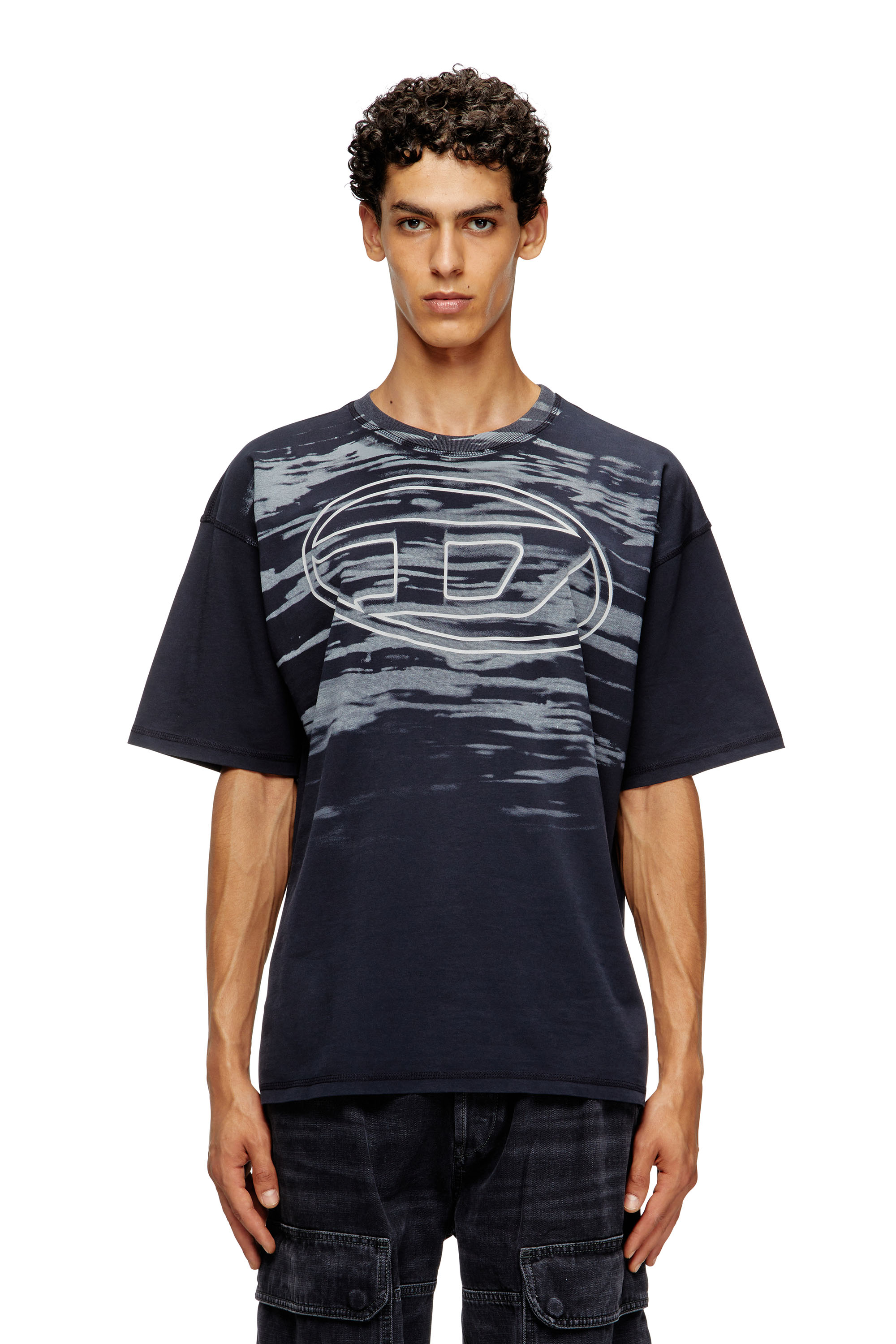 Diesel - T-BOXT-T5, T-shirt en coton avec imprimé Oval D Homme in Bleu - 1
