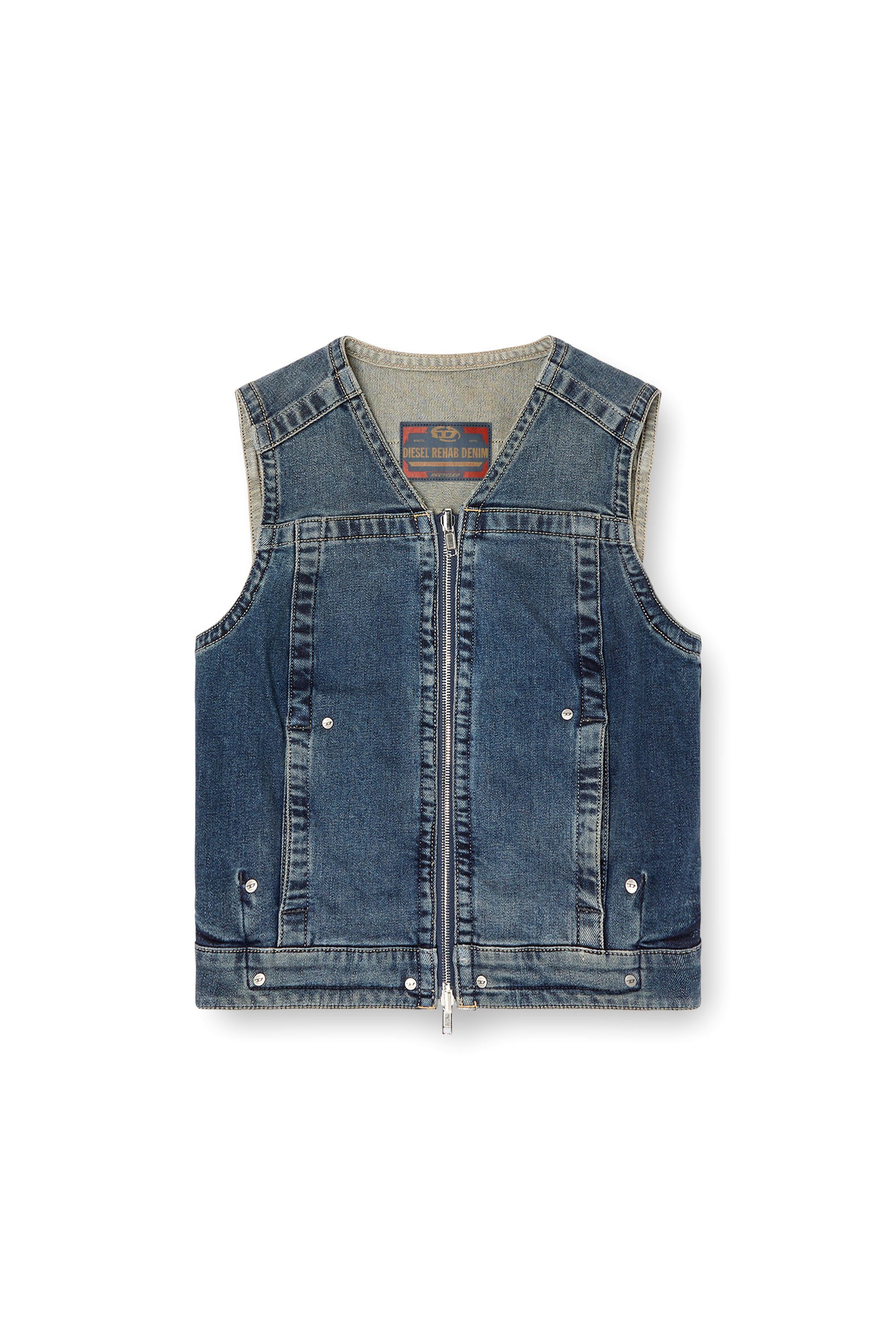 Diesel - DE-PROOF-RE, Top con zip in denim Rehab Donna in Blu - 3