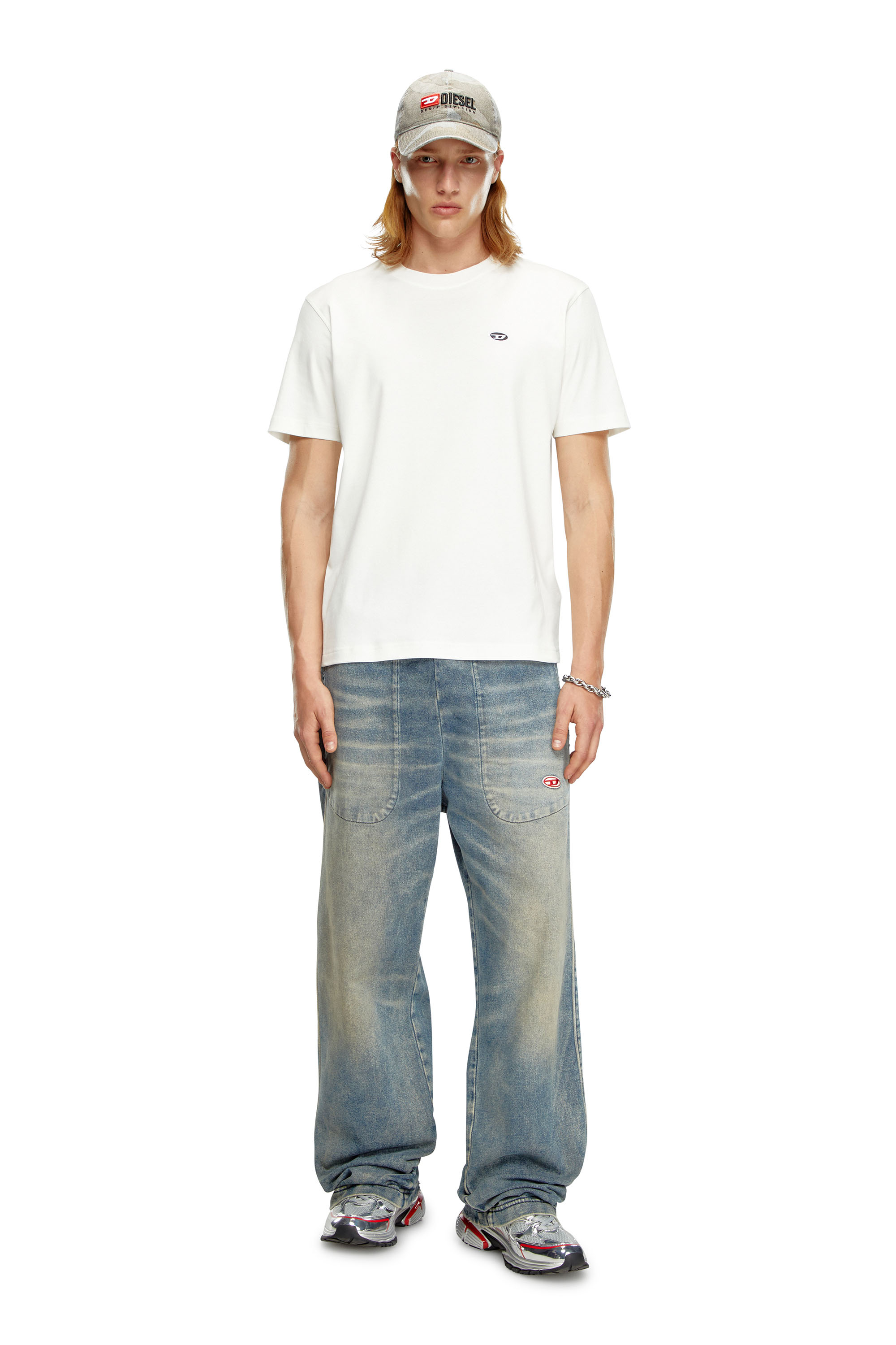 Diesel - T-ADJUST-DOVAL-PJ, T-shirt avec empiècement oval D Homme in Blanc - 1