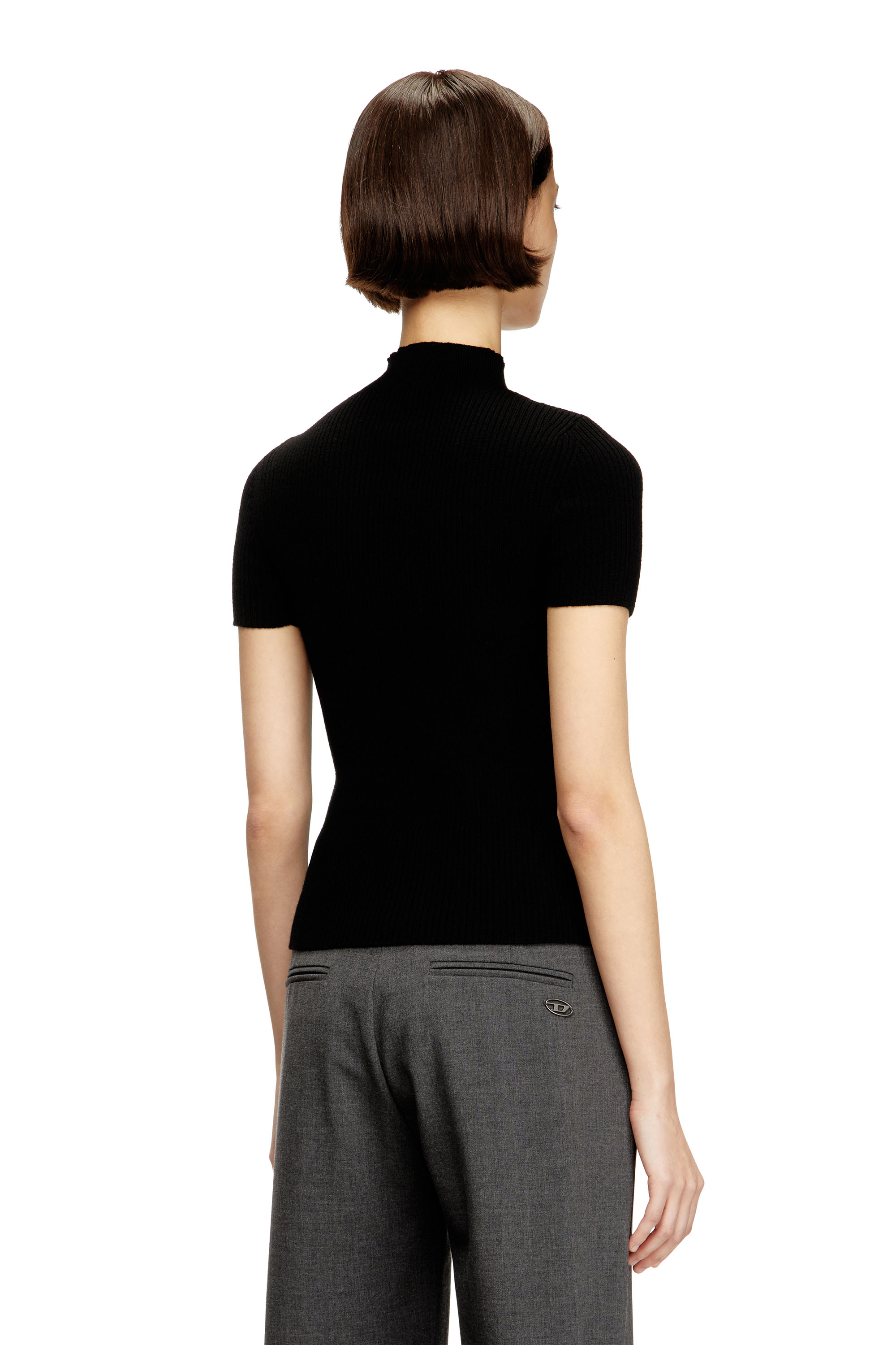 Diesel - M-OLIVE, Damen Wollstrick-Top mit Cut-Outs in Schwarz - 4