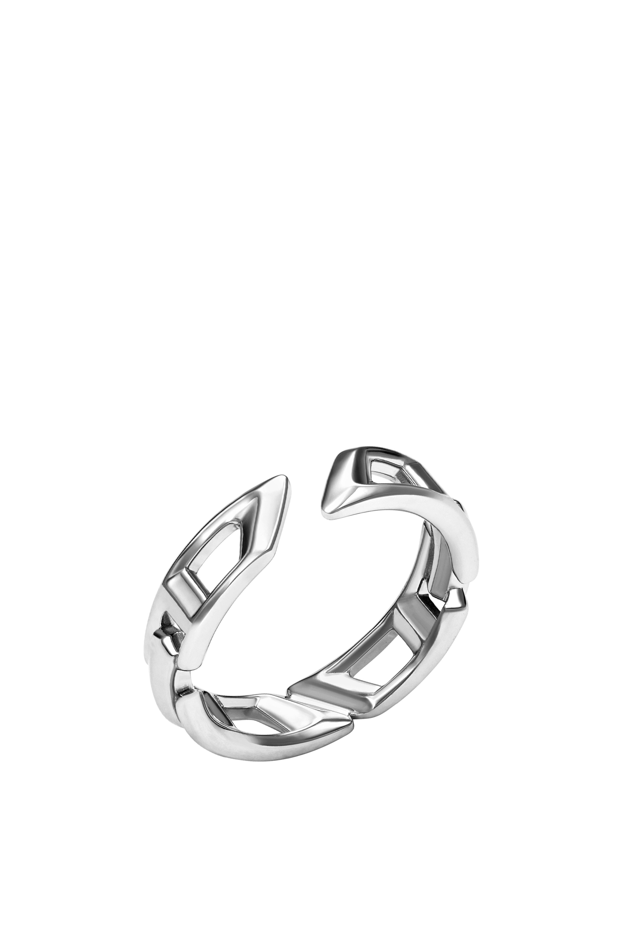 Diesel - DL1349040 JEWEL, Unisex D Logo Sterling Silver Band Ring in Silver - Image 1