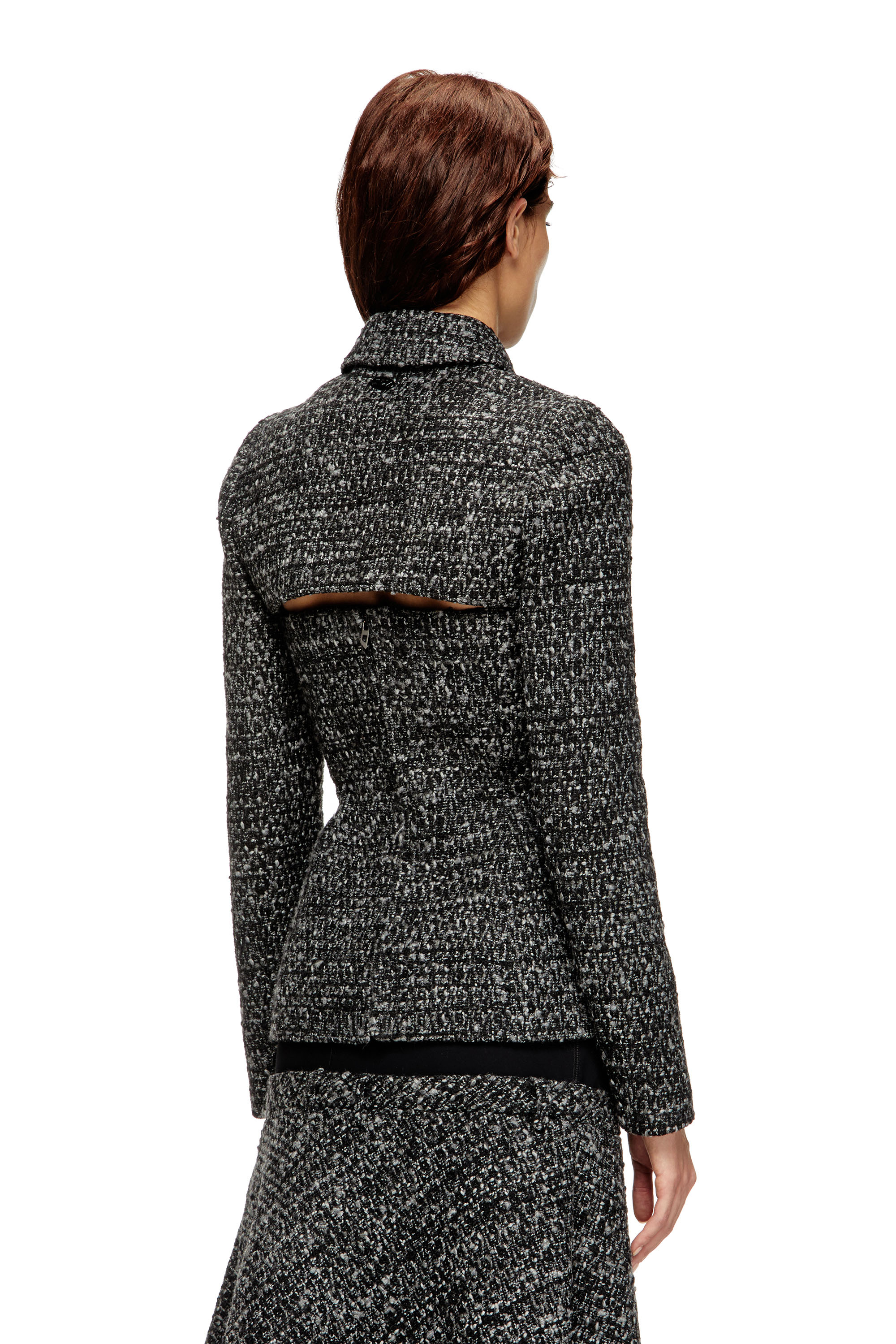 Diesel - G-ANNE, Damen Bouclé-Jacke mit ultra-verkürztem Saum in Schwarz - 4