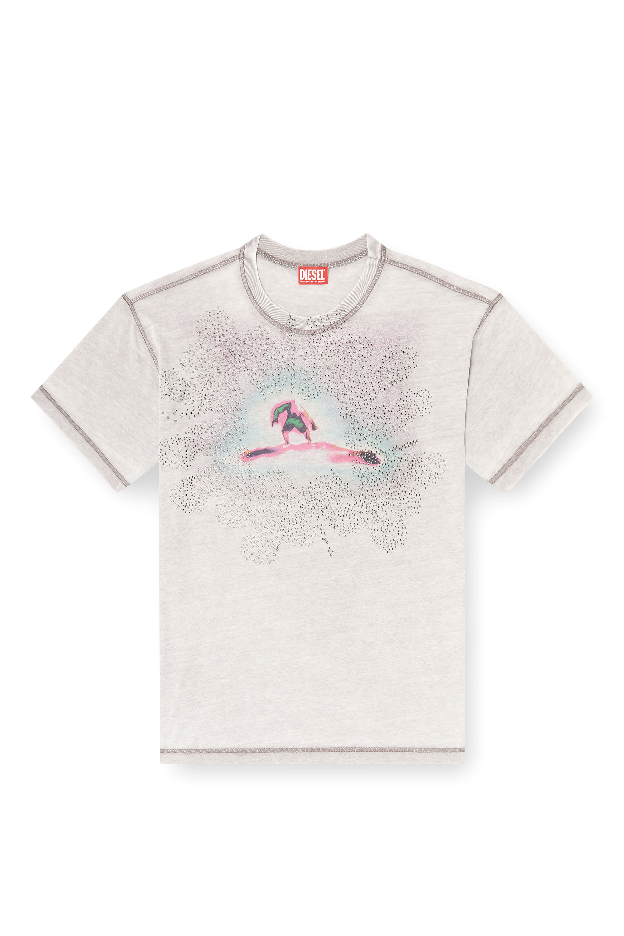 Diesel - T-NORM-V6, Herren Reguläres T-Shirt mit Print und Nieten in Grau - 3