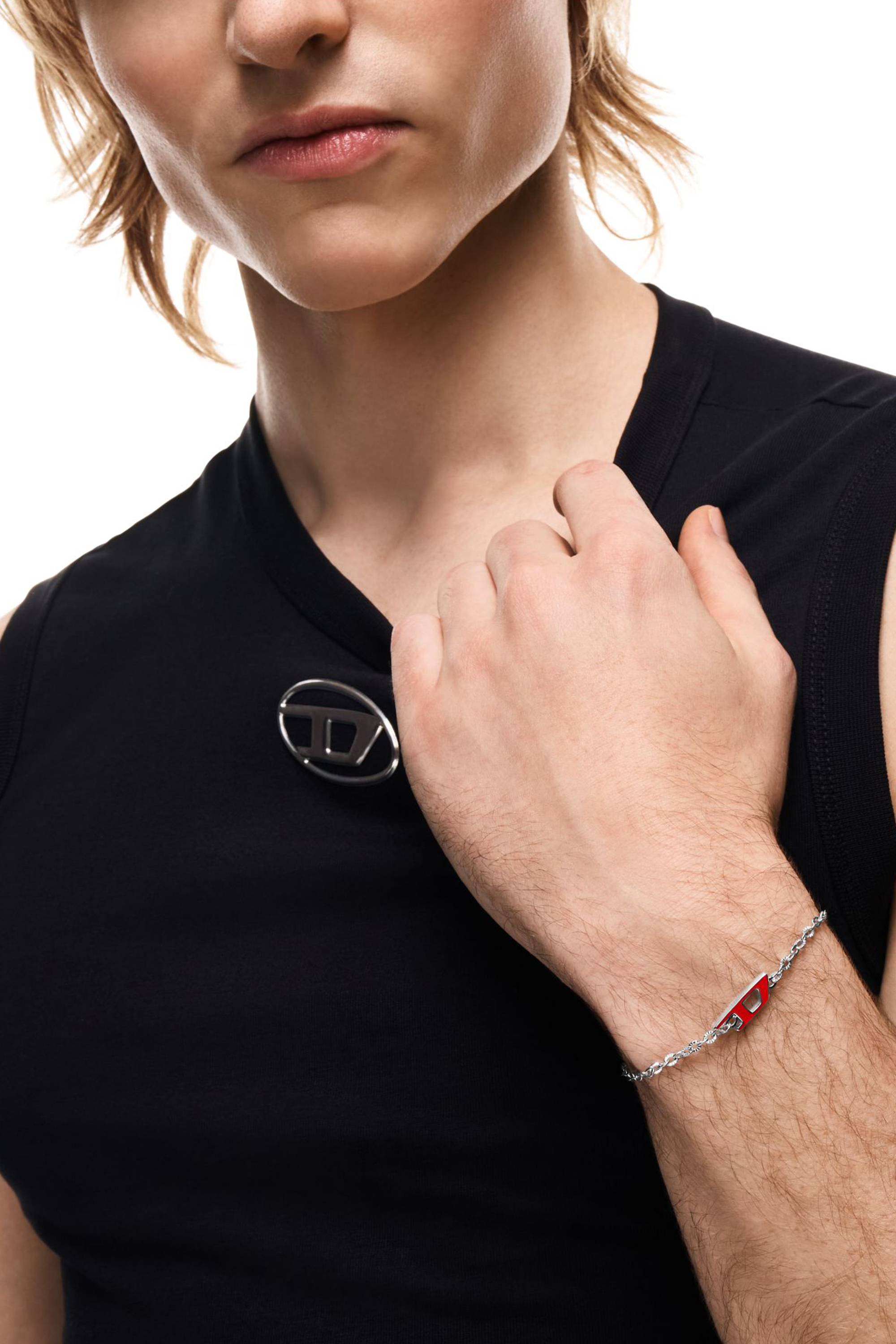 Diesel - DX1691040 JEWELLERY, Unisex Armband aus Edelstahl in Silber/Rot - 5