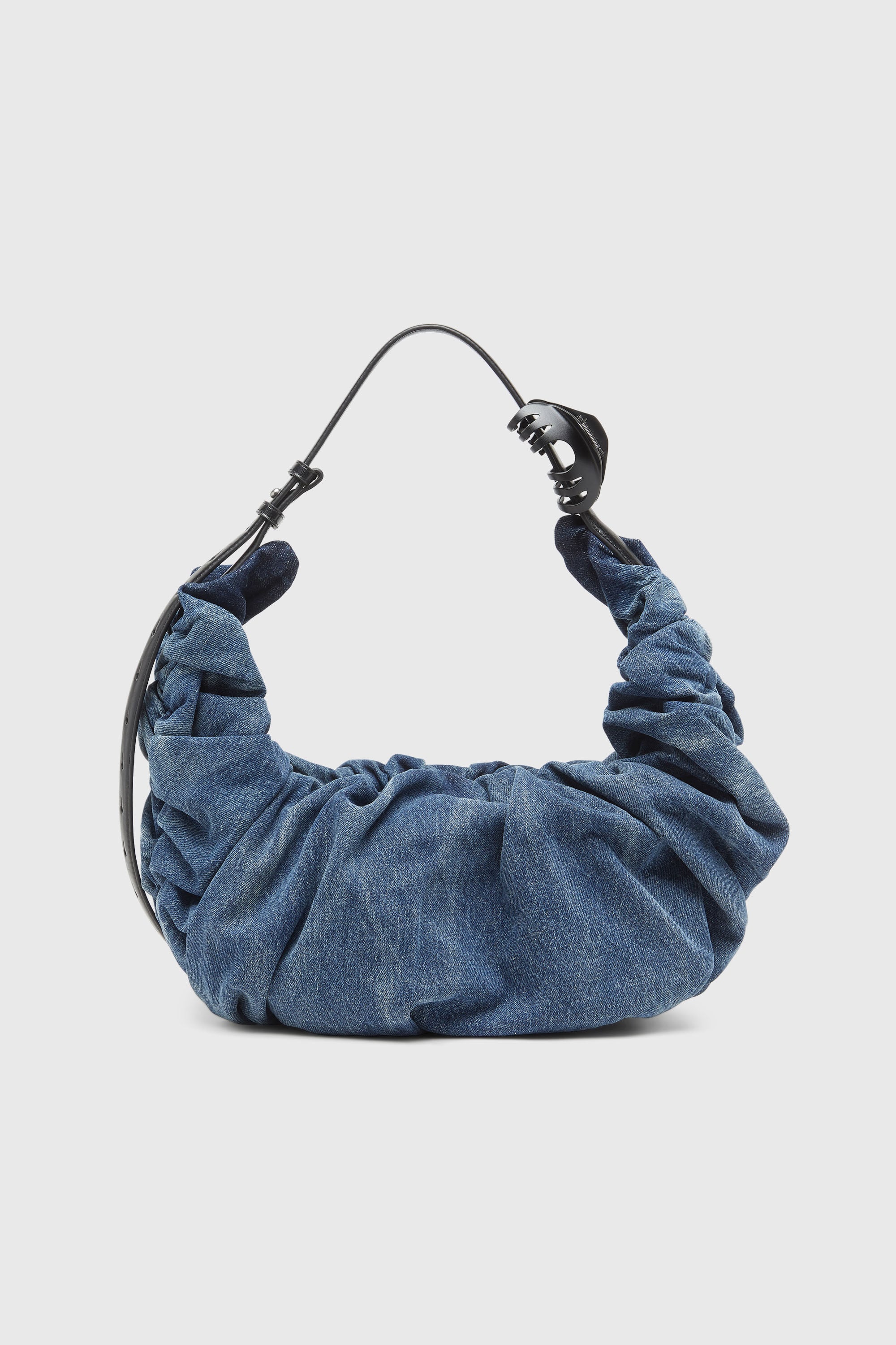 Diesel - GRAB-D HOBO L, Grab-D-Borsa hobo grande arricciata in denim trattato Donna in Blu - 2
