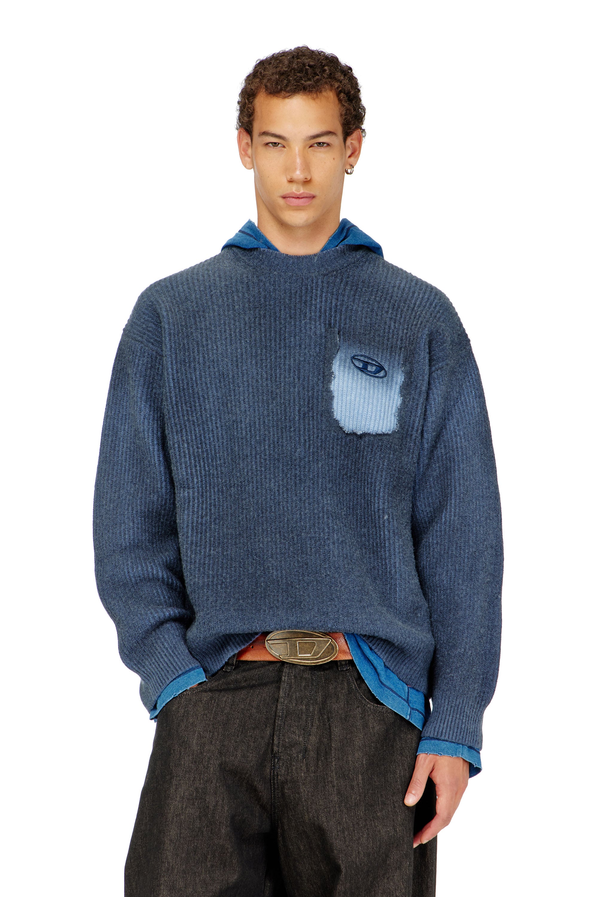 Diesel - K-PICKLER, Pull en m&eacute;lange de laine avec fausse poche Homme in ToBeDefined - 1