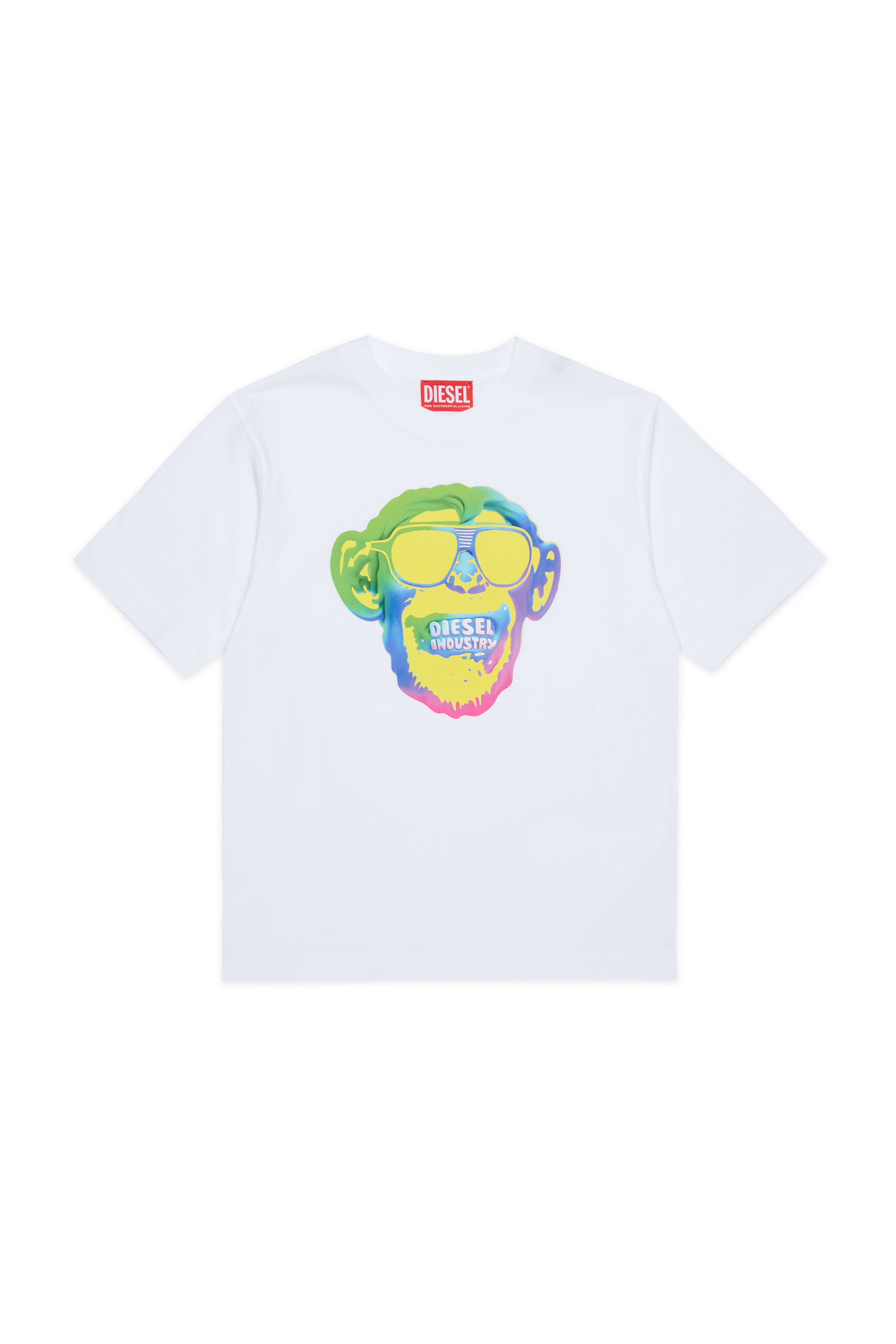 Diesel - TMONKEY OVER, Herren T-Shirt mit Affen-Print in Wei&szlig; - 1