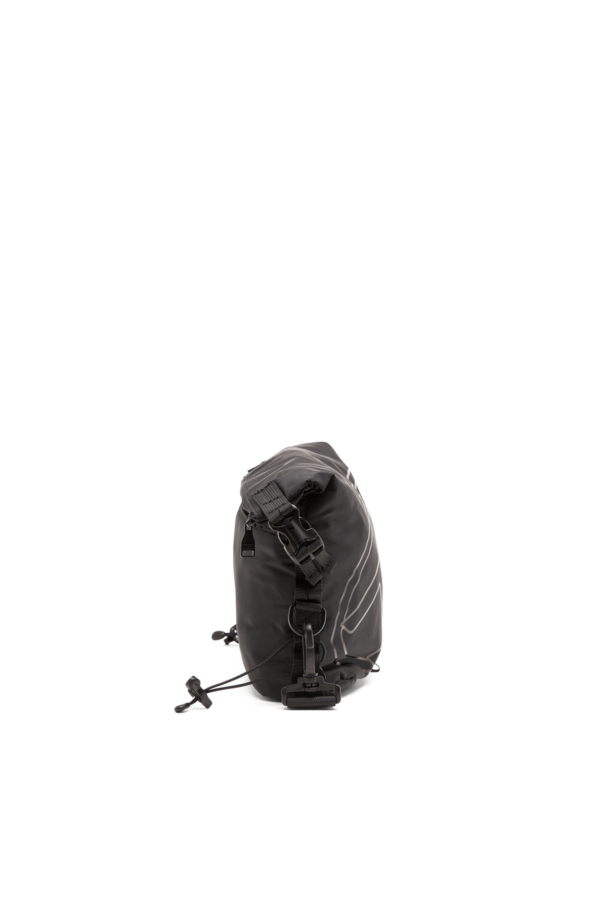 Diesel - DRAPE CROSSBODY, Homme Drape-Sac à bandoulière en nylon avec imprimé Oval D in Noir - Image 3