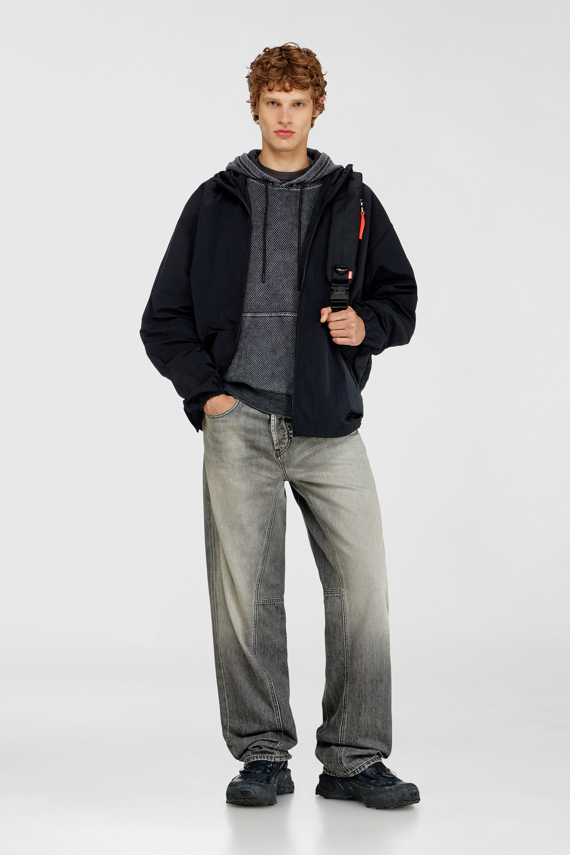 Diesel - S-NORM-HOOD-AA1, Hoodie in mesh di cotone testurizzato Uomo in Grigio - 2