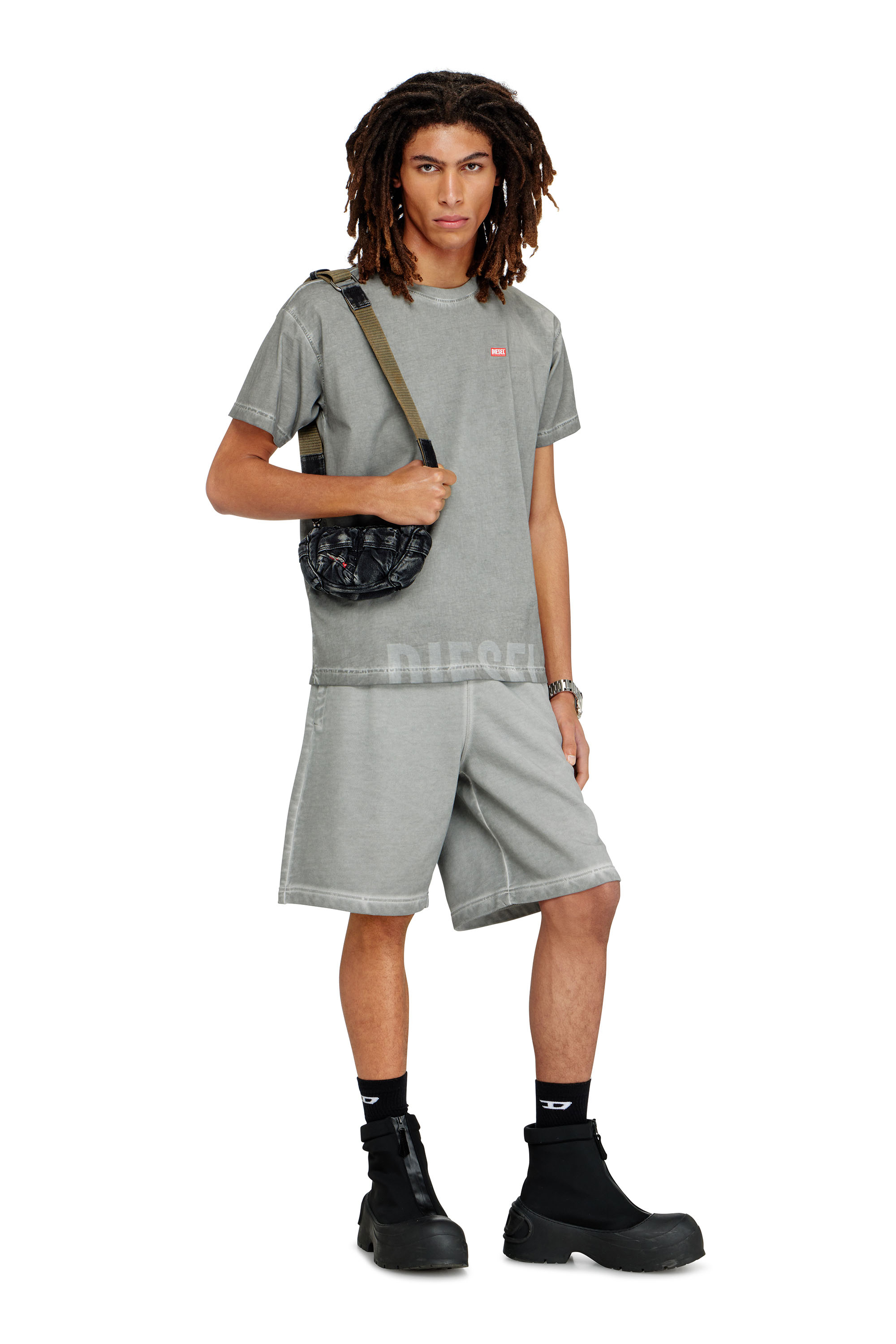 Diesel - MULTI-PKTS CROSSBODY XS X, Unisex Multi-Pkts &ndash; Kleine Tasche aus gewaschenem Denim in Dunkelgrau - 6