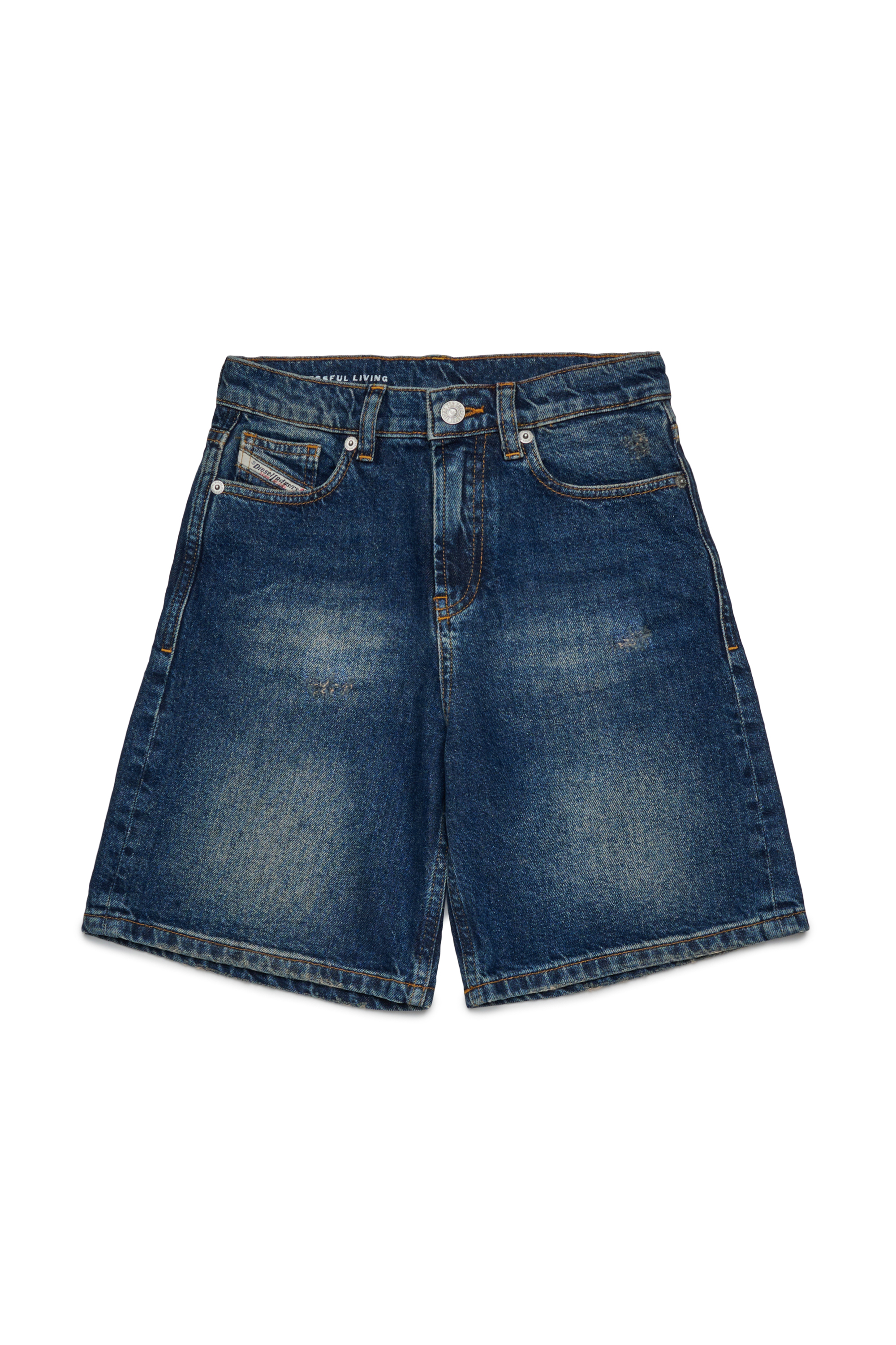 Diesel - D-ARGJX-SHORT-J, Short en denim effet délavé Femme in Bleu - 1
