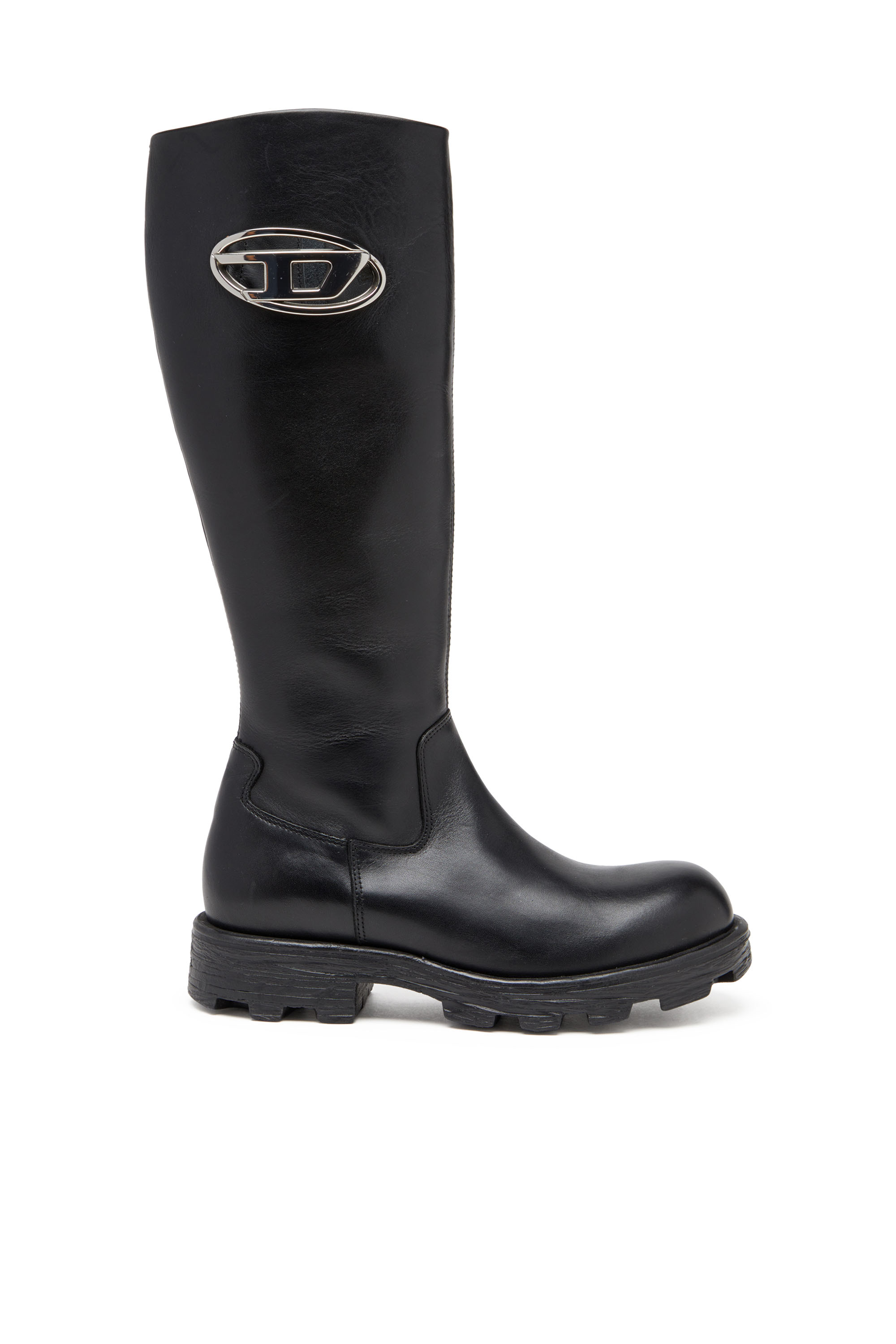 Diesel - D-HAMMER HB D W, D-Hammer-Stivale knee-high in pelle Donna in Nero - 1