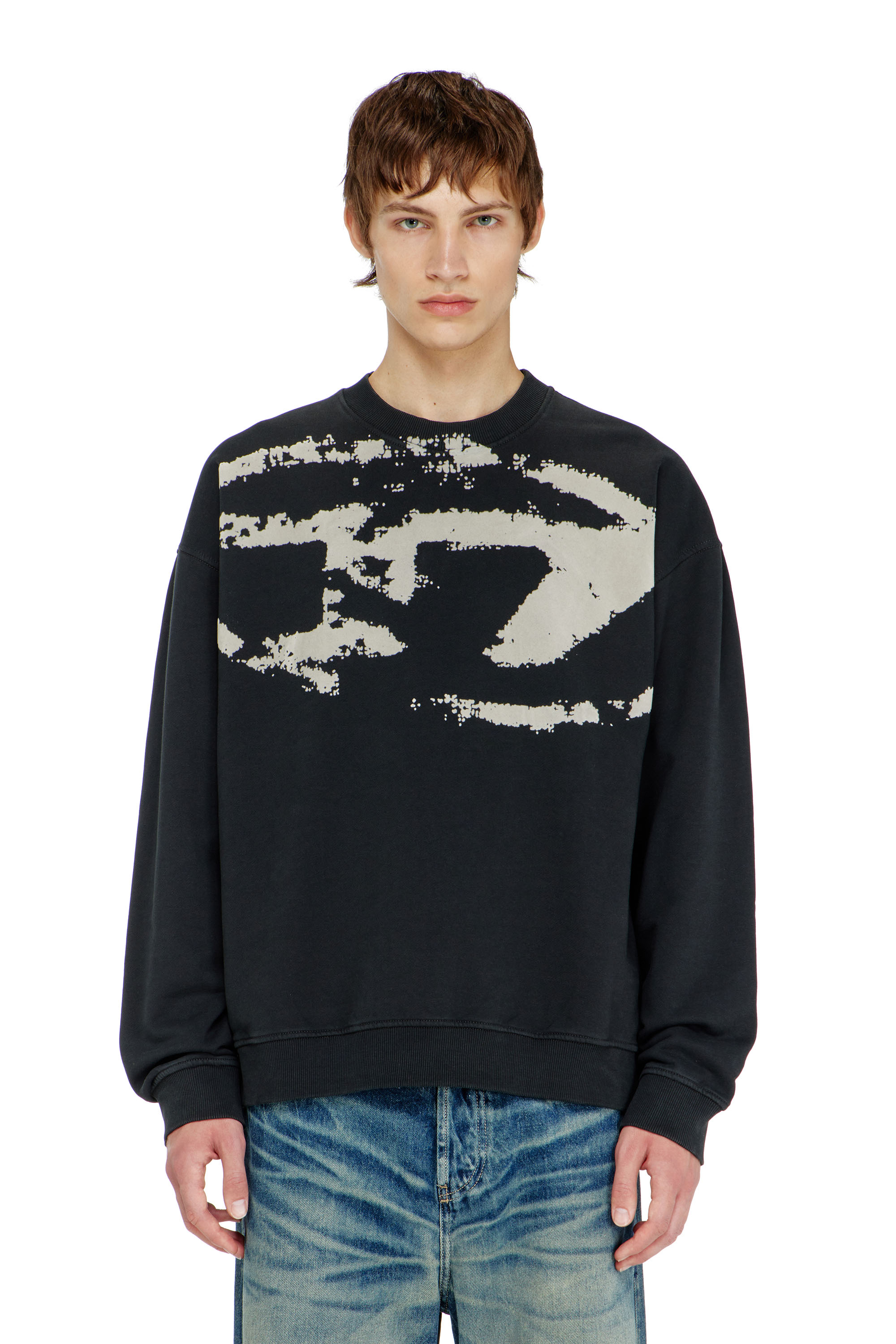 Diesel - S-BOXT-N5, Herren Baumwoll-Sweatshirt mit geflocktem Oval D in null - 5