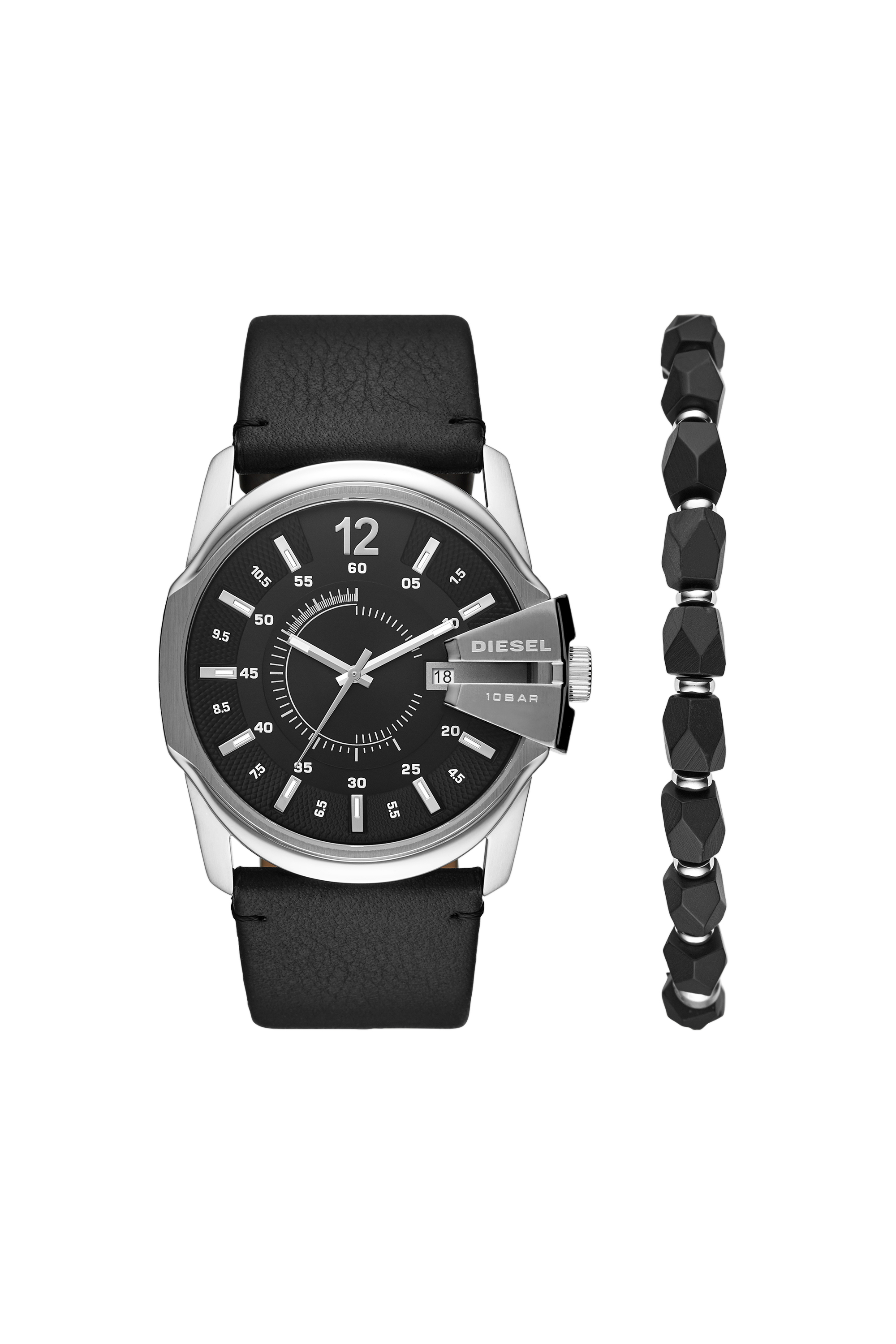 Diesel - DZ1907, Herren Diesel-Geschenkset mit Master Chief-Armbanduhr und Armband in Schwarz - 1